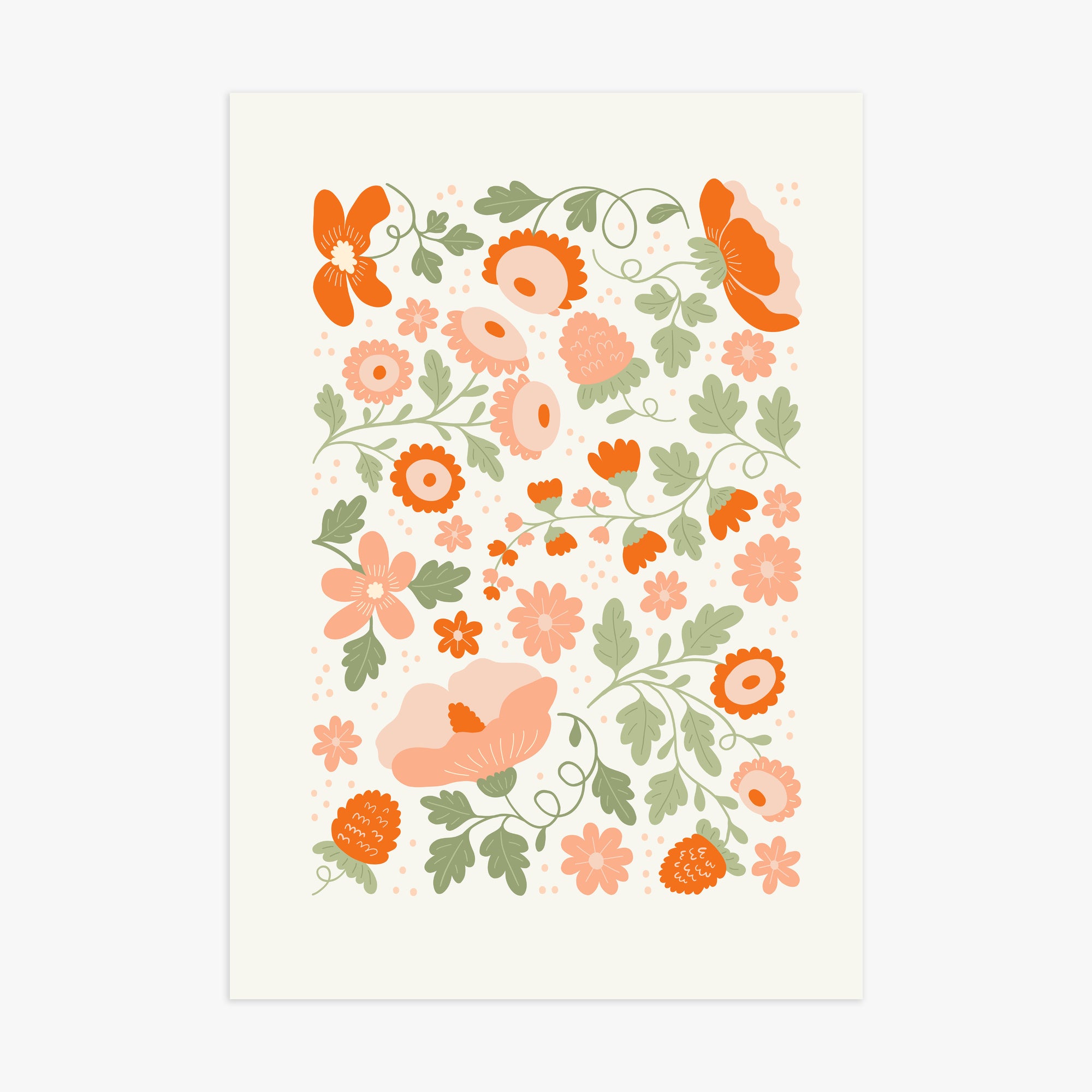 Coral Bloom Garden, 70x100cm Poster Unframed