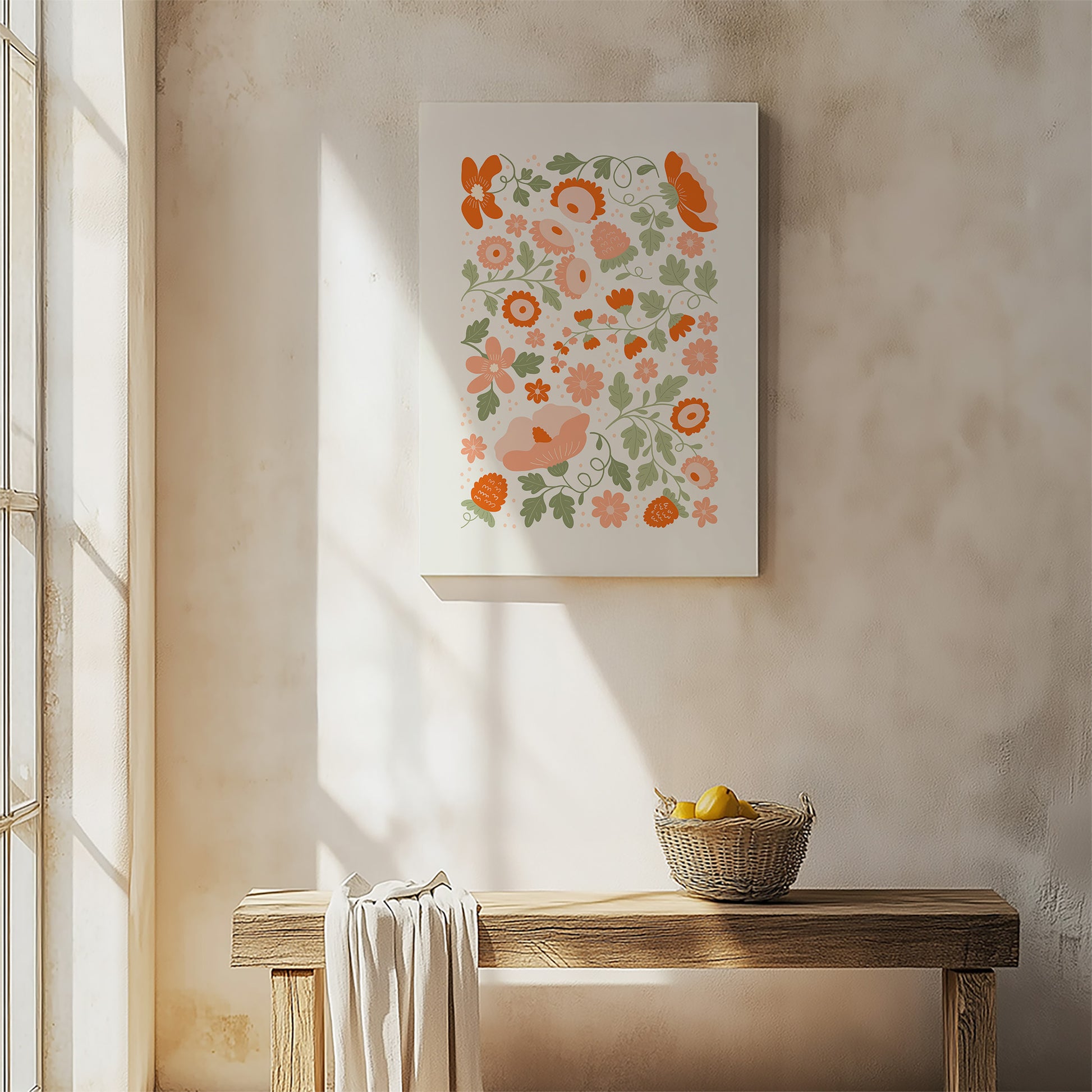 Design Concept No. 54 for Coral Bloom Garden Modern Satin Canvas Poster Art