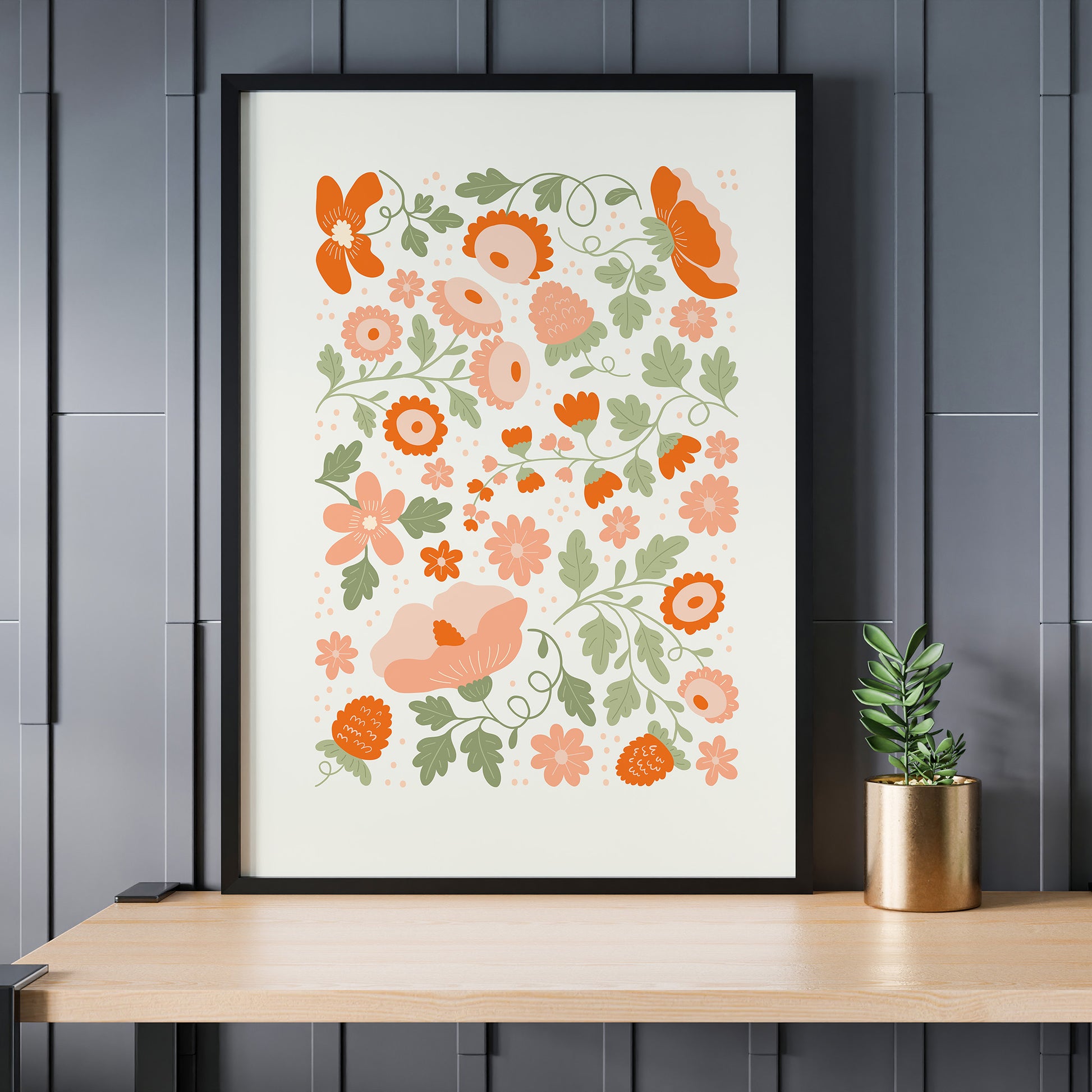 Design Concept No. 24 for Coral Bloom Garden Modern Poster Art