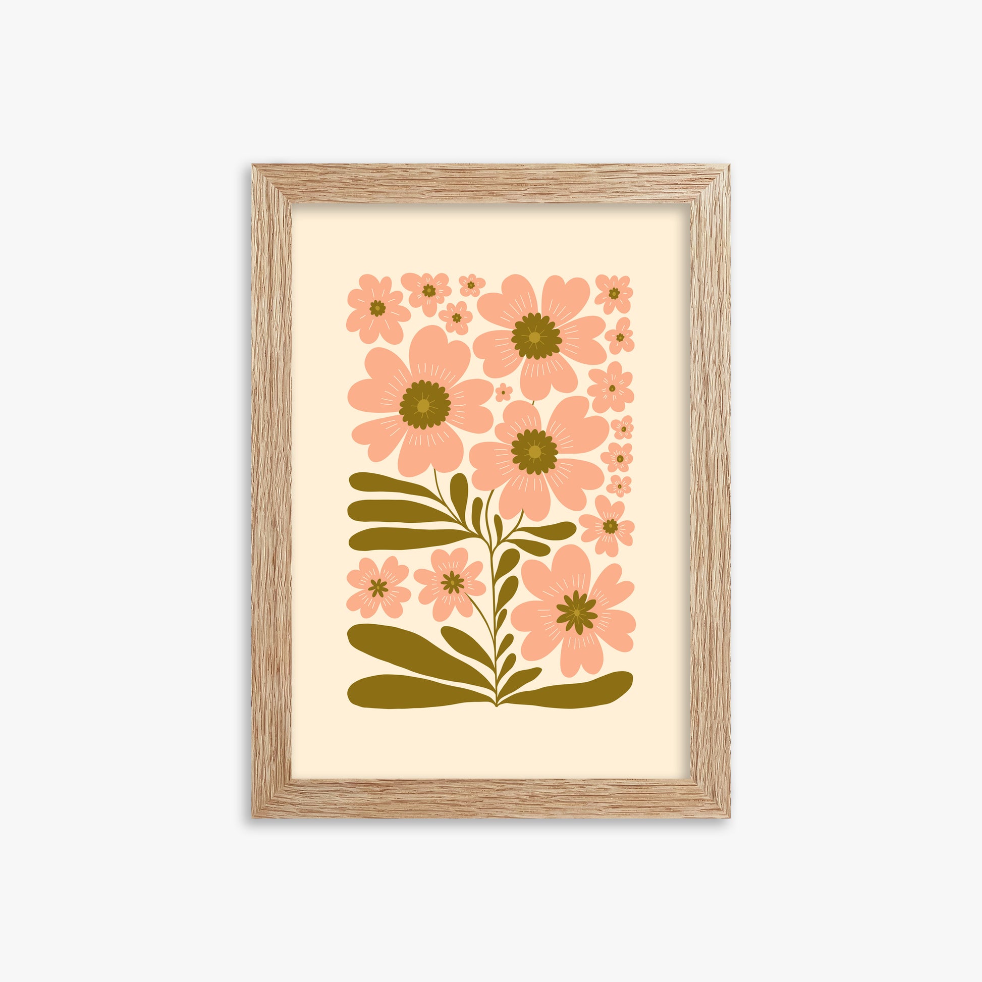 Blooming Folklore, 21x30cm Framed Poster With Raw Oak Frame