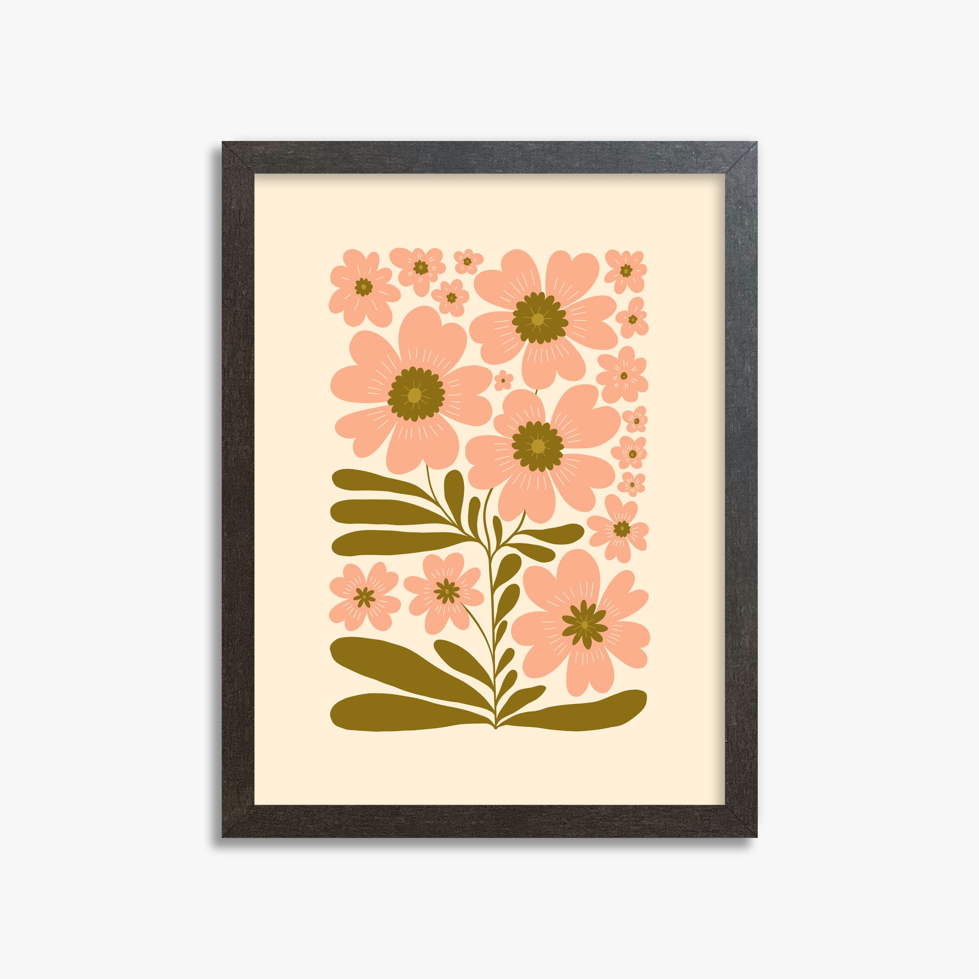 Blooming Folklore, 30x40cm Framed Poster With Espresso Frame