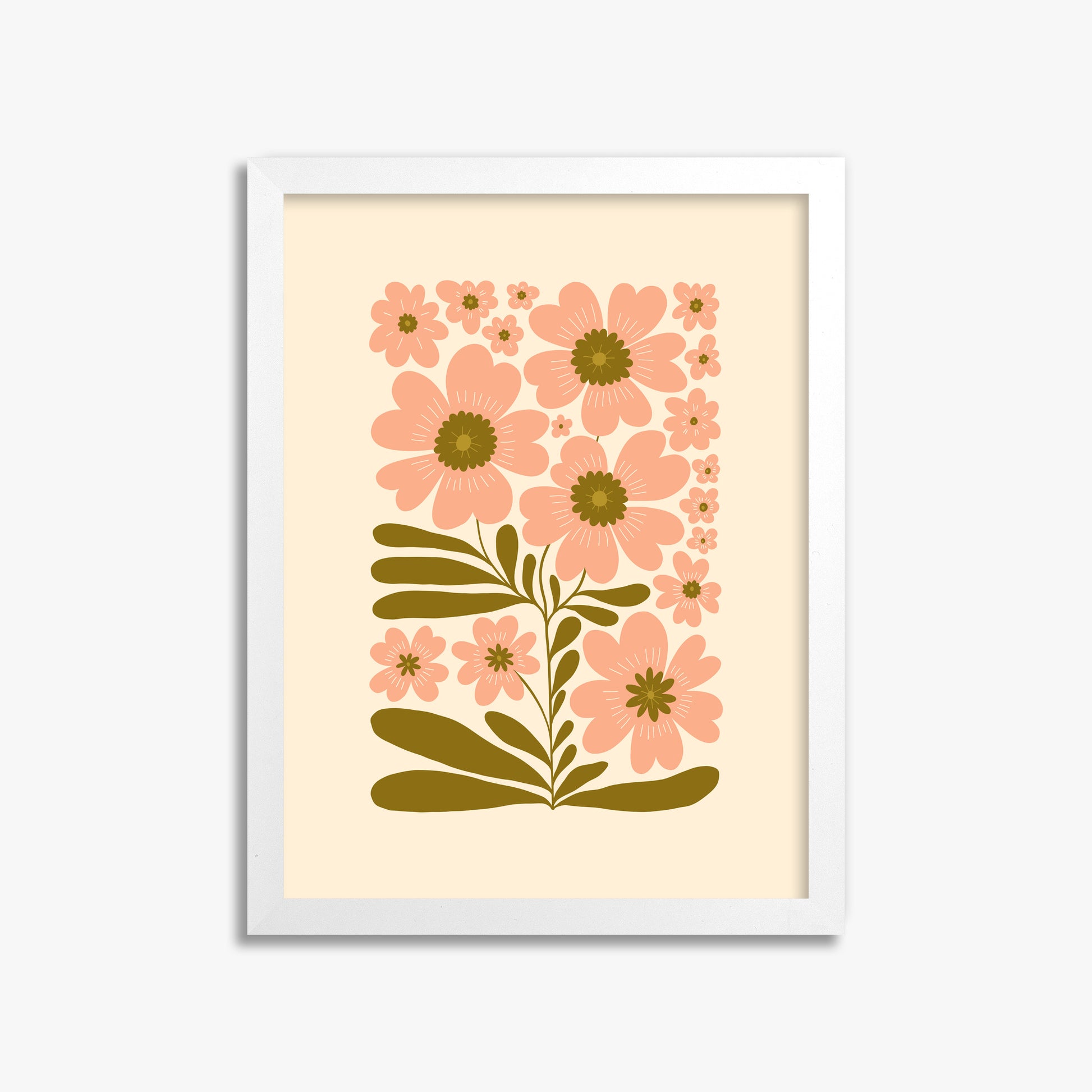 Blooming Folklore, 30x40cm Framed Poster With White Frame