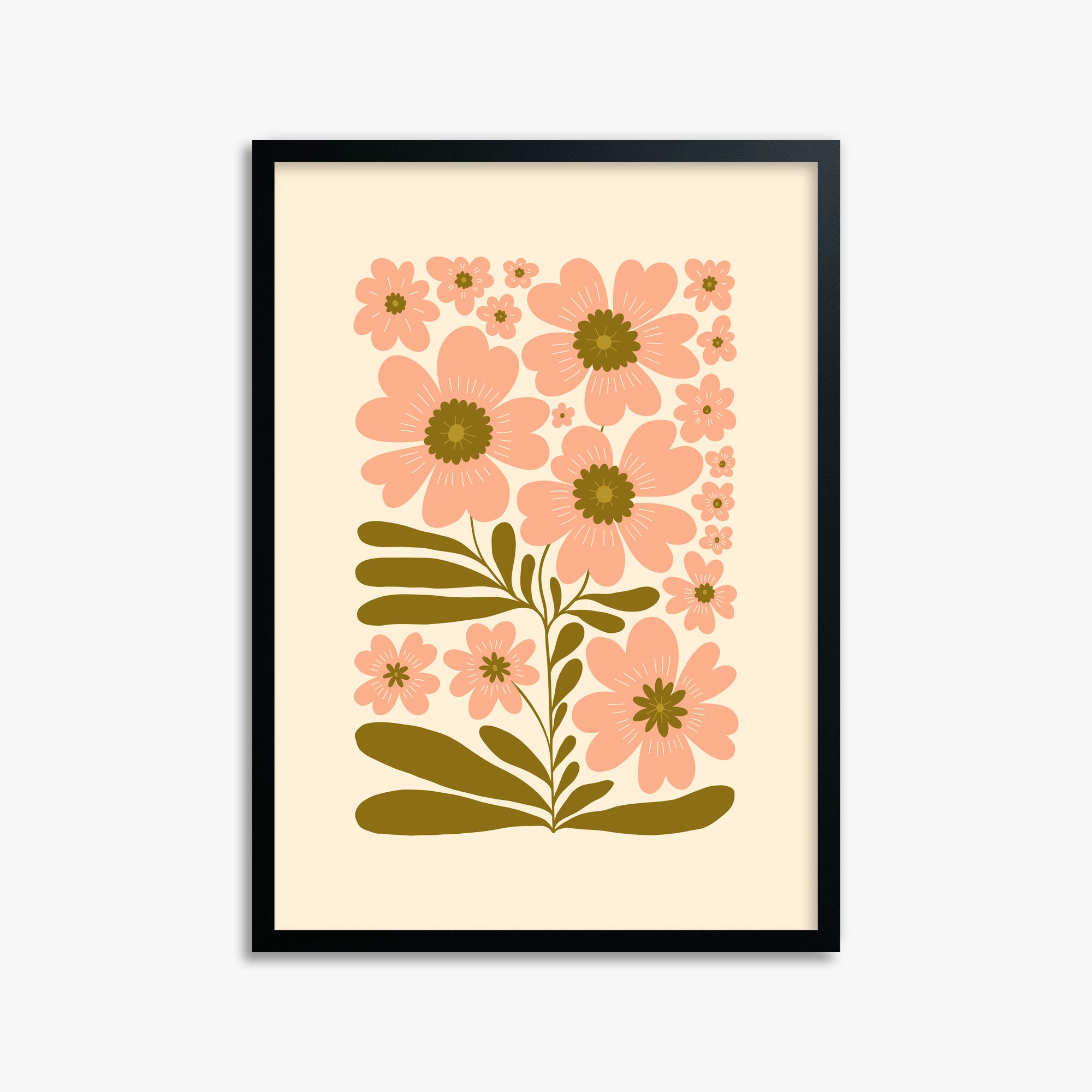 Blooming Folklore, 50x70cm Framed Poster With Black Frame