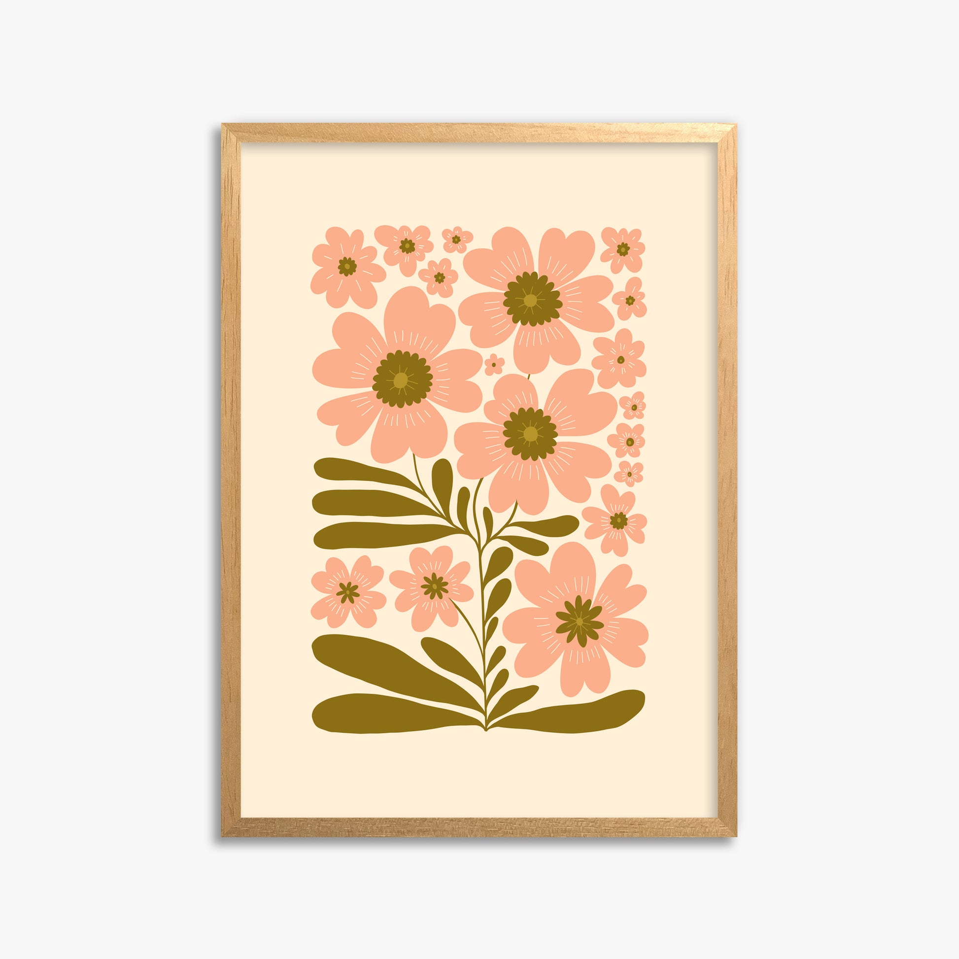 Blooming Folklore, 50x70cm Framed Poster With Oak Frame