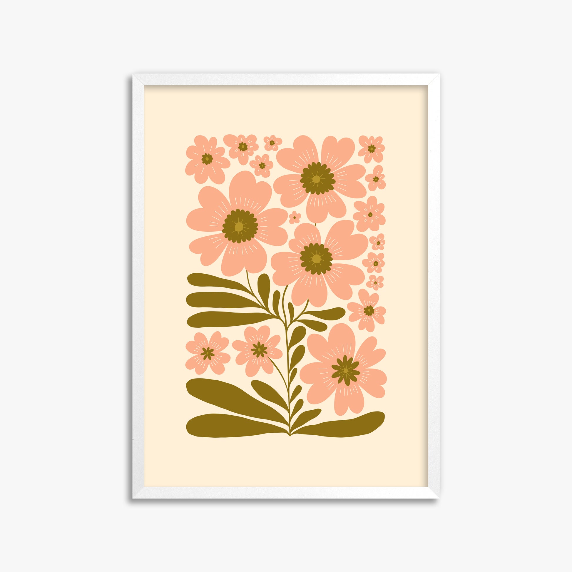 Blooming Folklore, 50x70cm Framed Poster With White Frame
