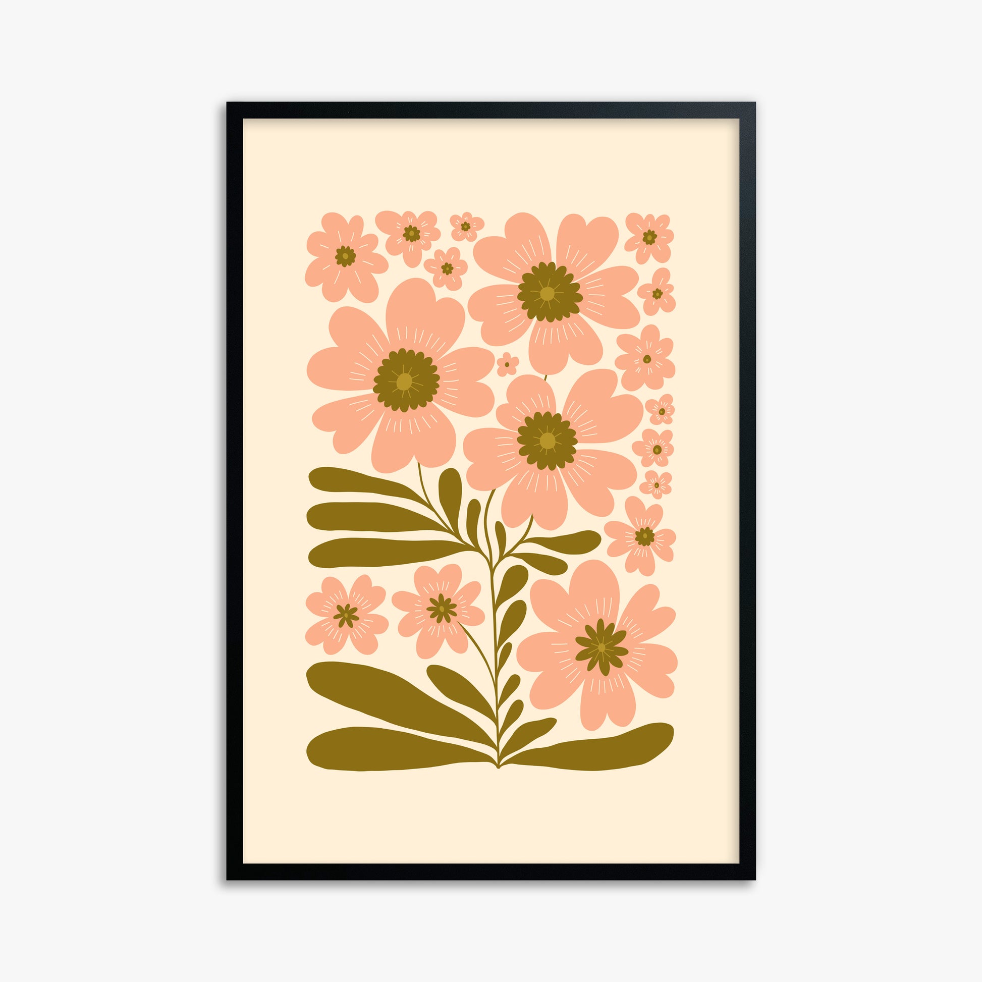 Blooming Folklore, 61x91cm Framed Poster With Black Frame
