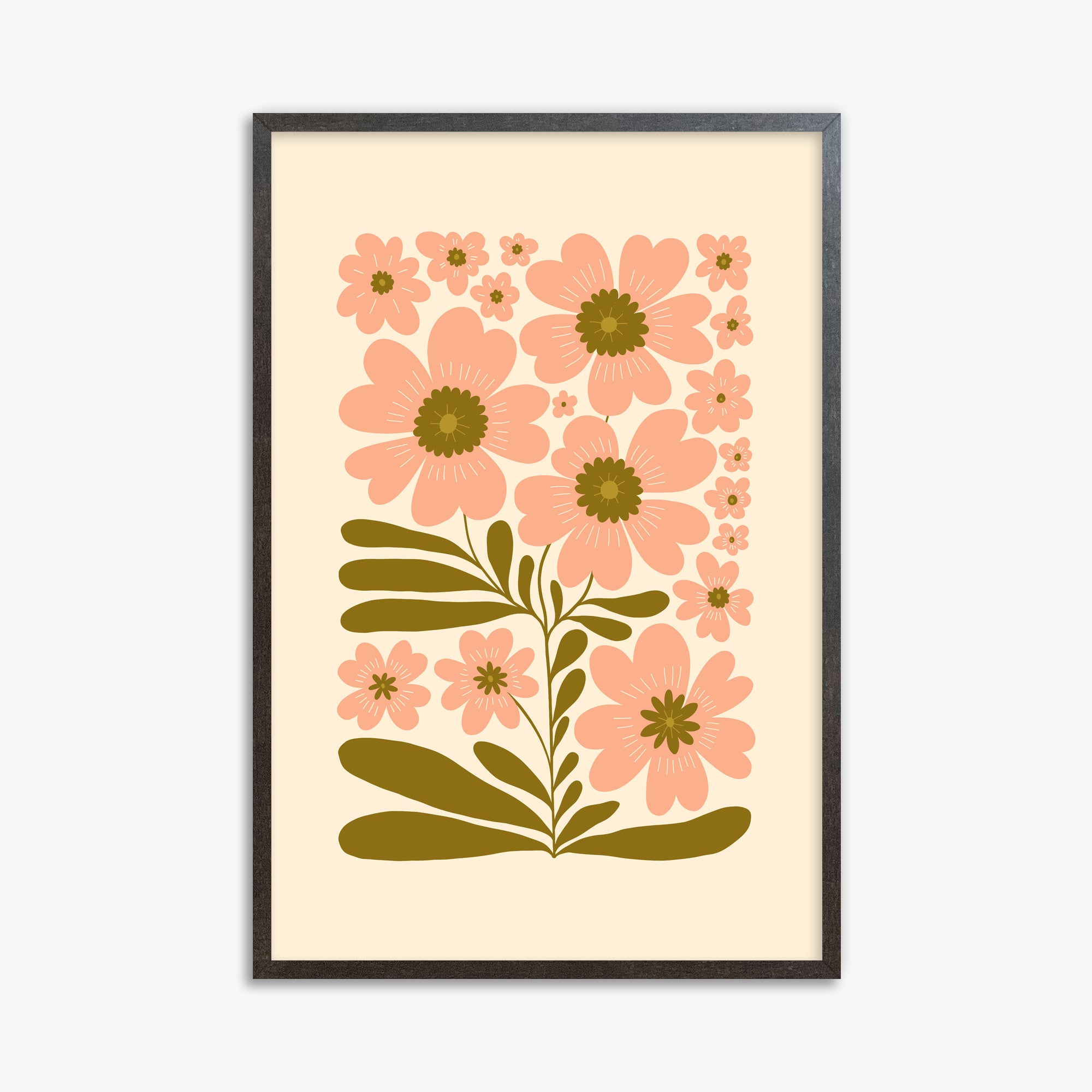 Blooming Folklore, 61x91cm Framed Poster With Espresso Frame