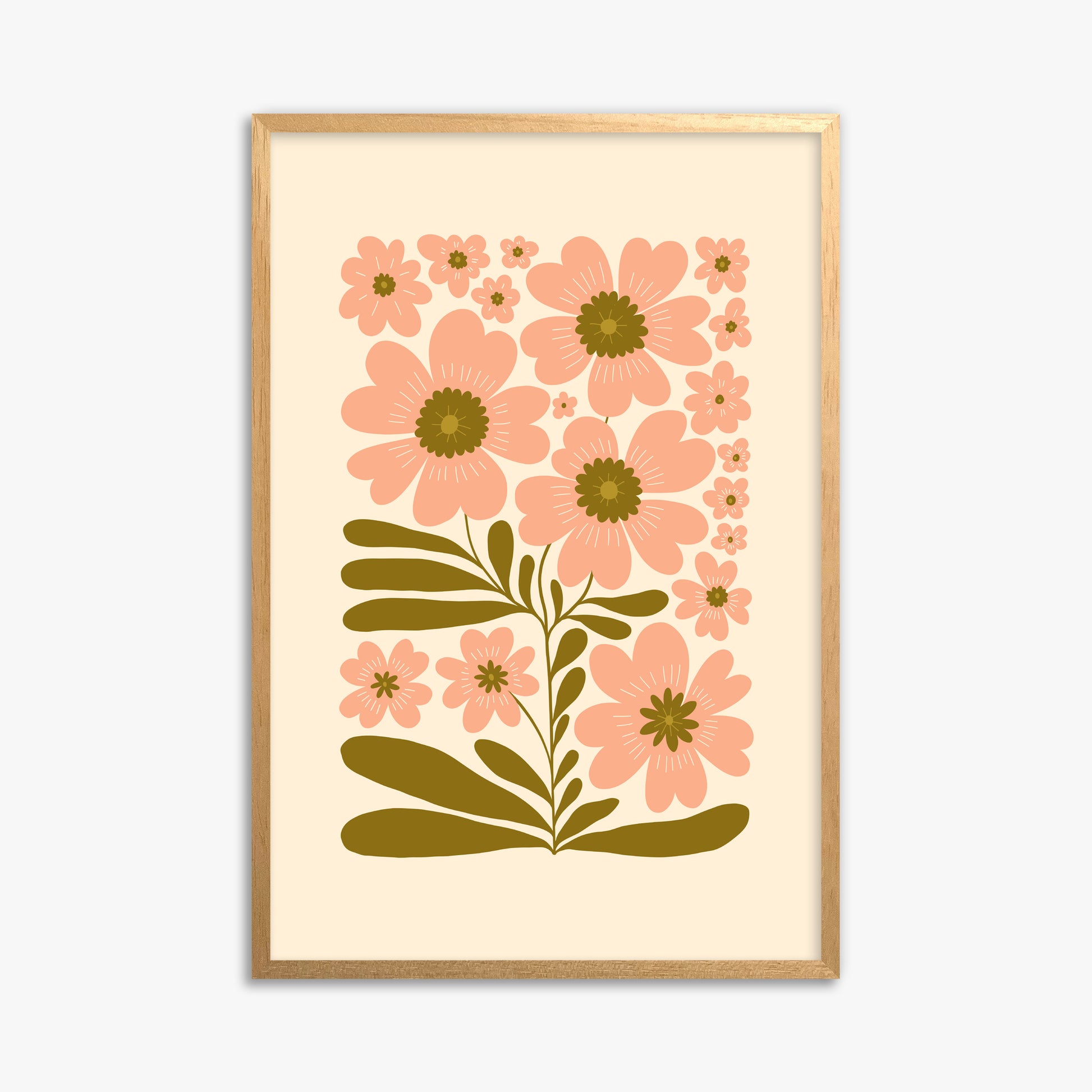 Blooming Folklore, 61x91cm Framed Poster With Oak Frame
