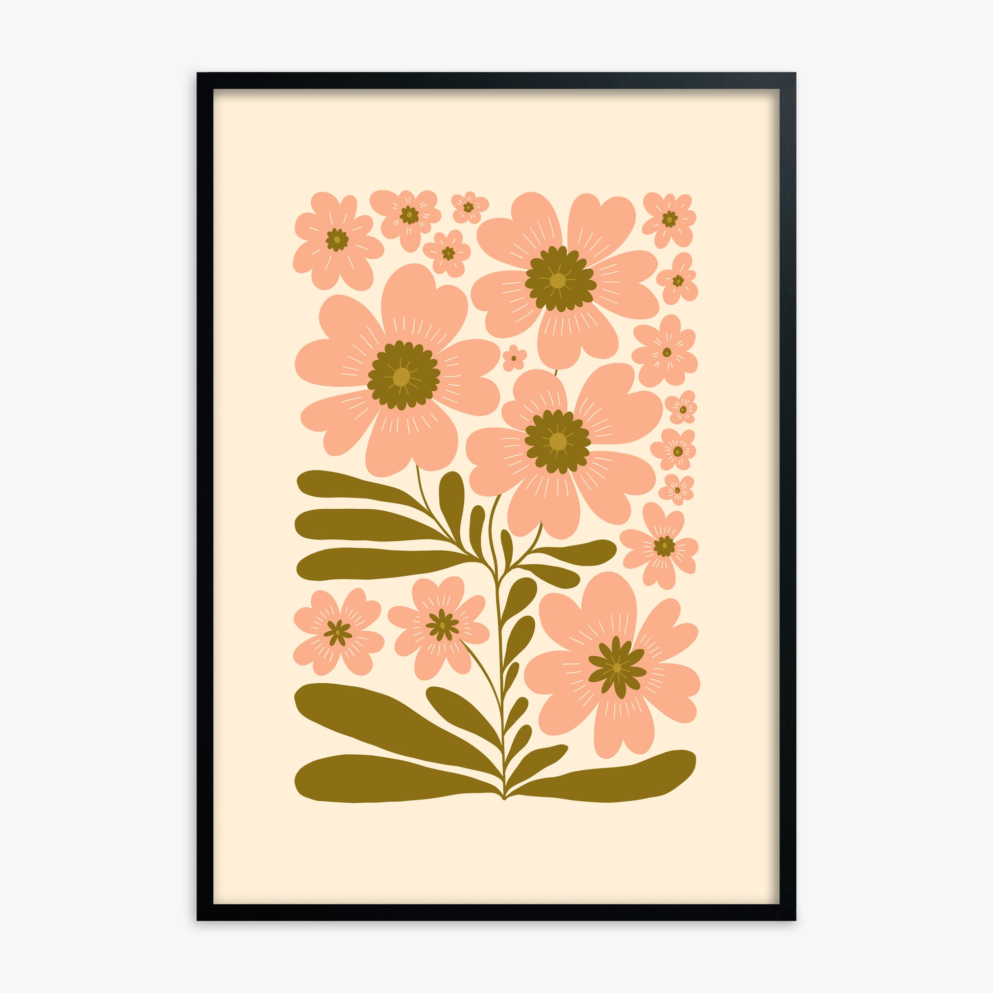 Blooming Folklore, Black Framed Poster With Black Frame