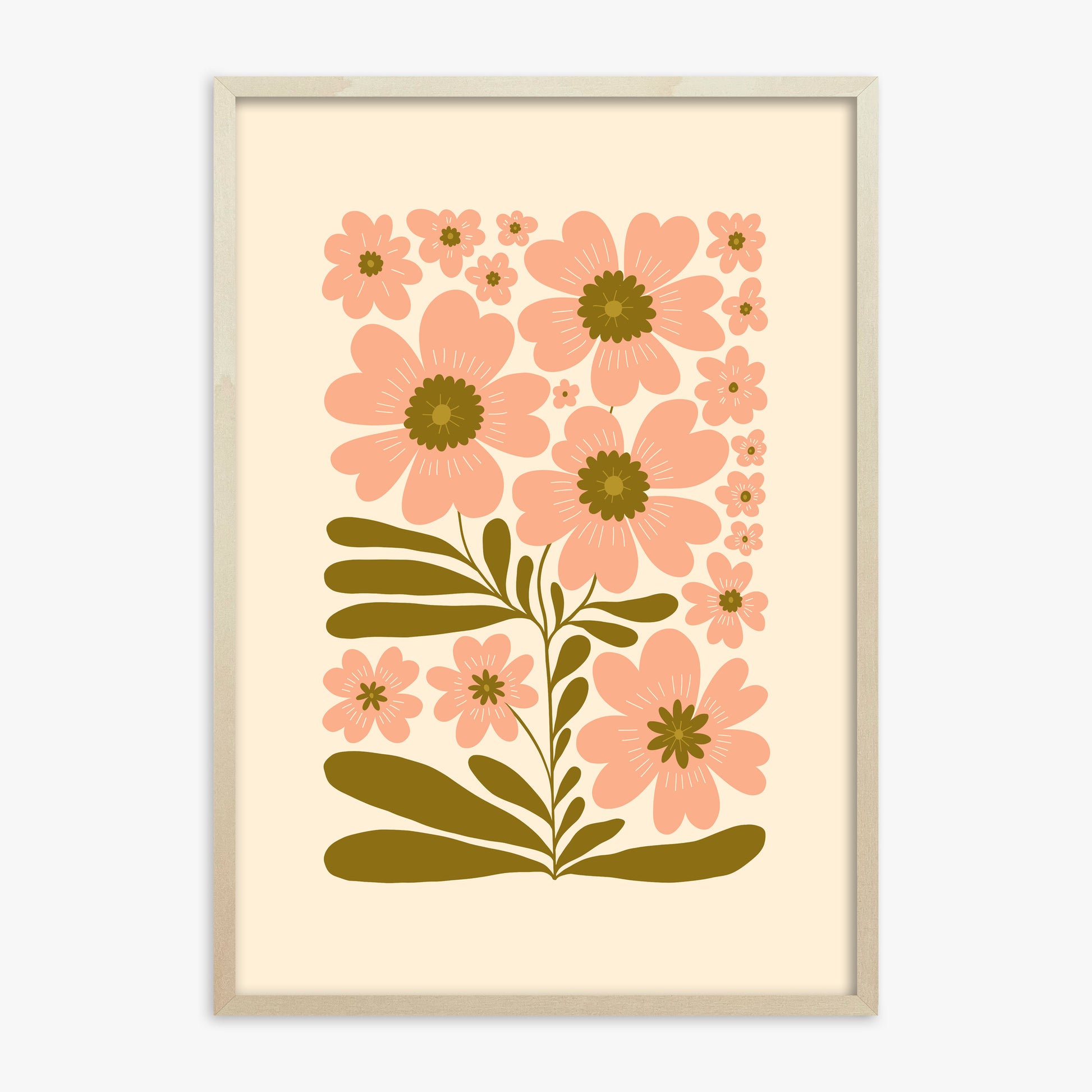 Blooming Folklore, 70x100cm Framed Poster With Lime Wood Frame