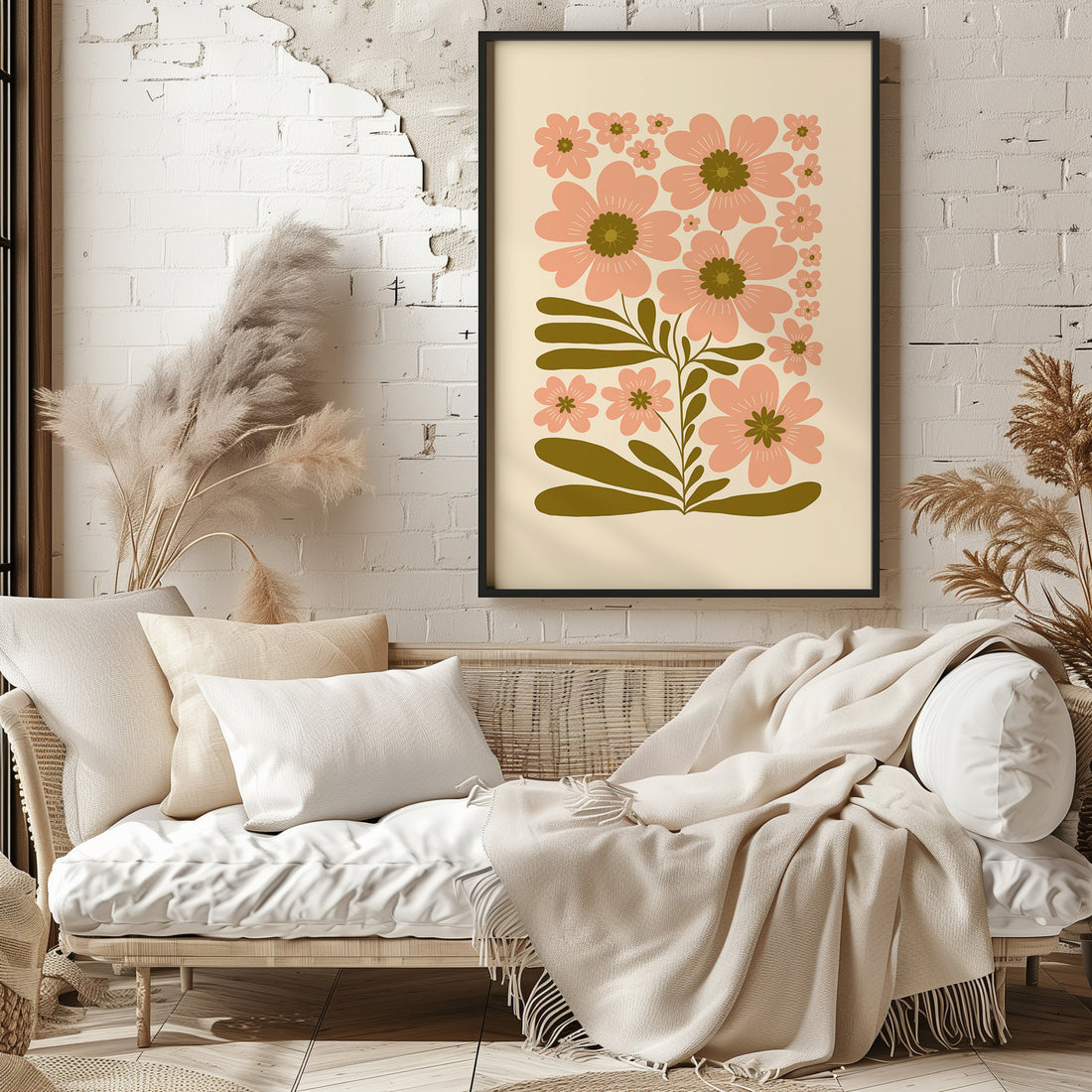 Blooming Folklore, 50x70cm Framed Poster With Black Frame