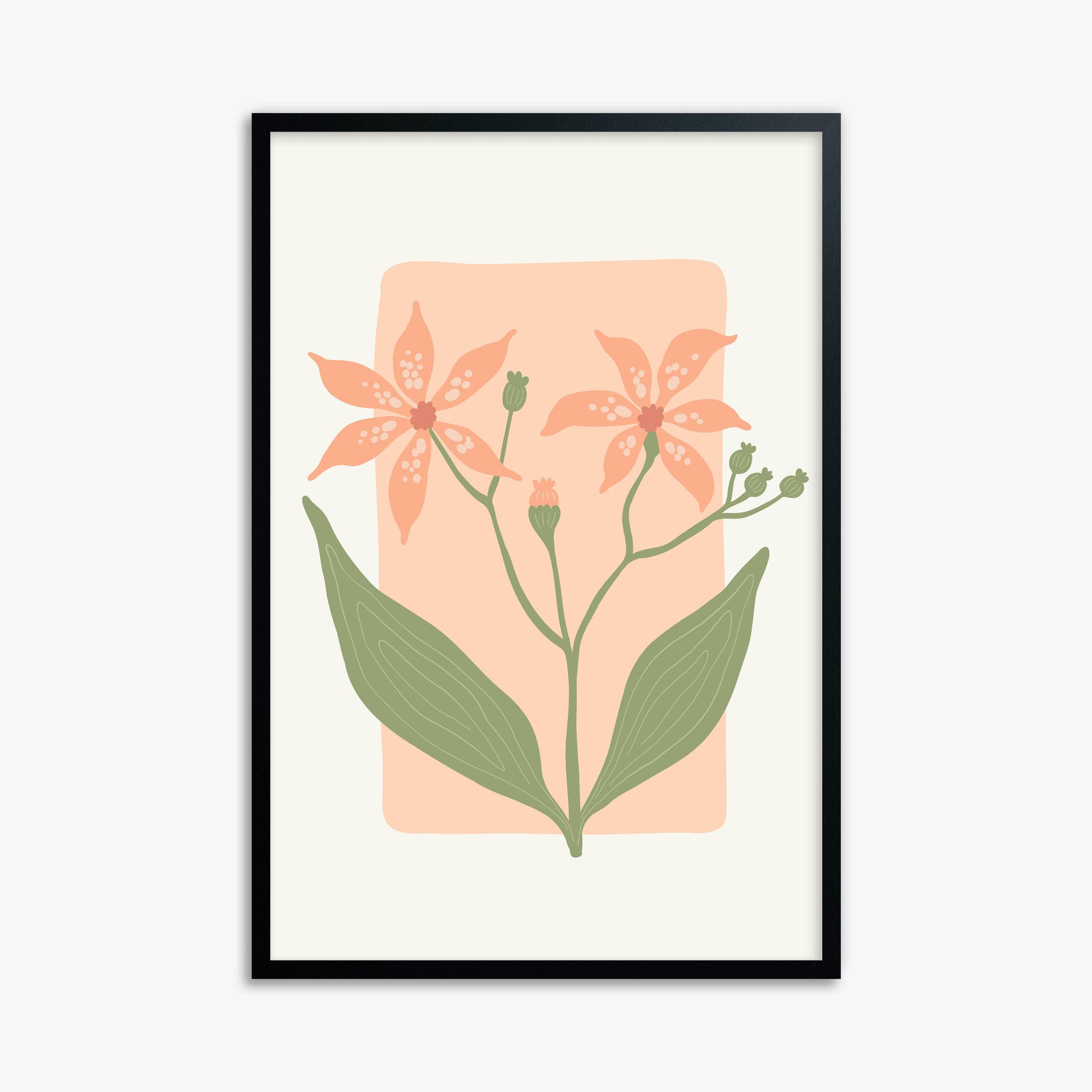 Peach Lily Blooms, 61x91cm Framed Poster With Black Frame