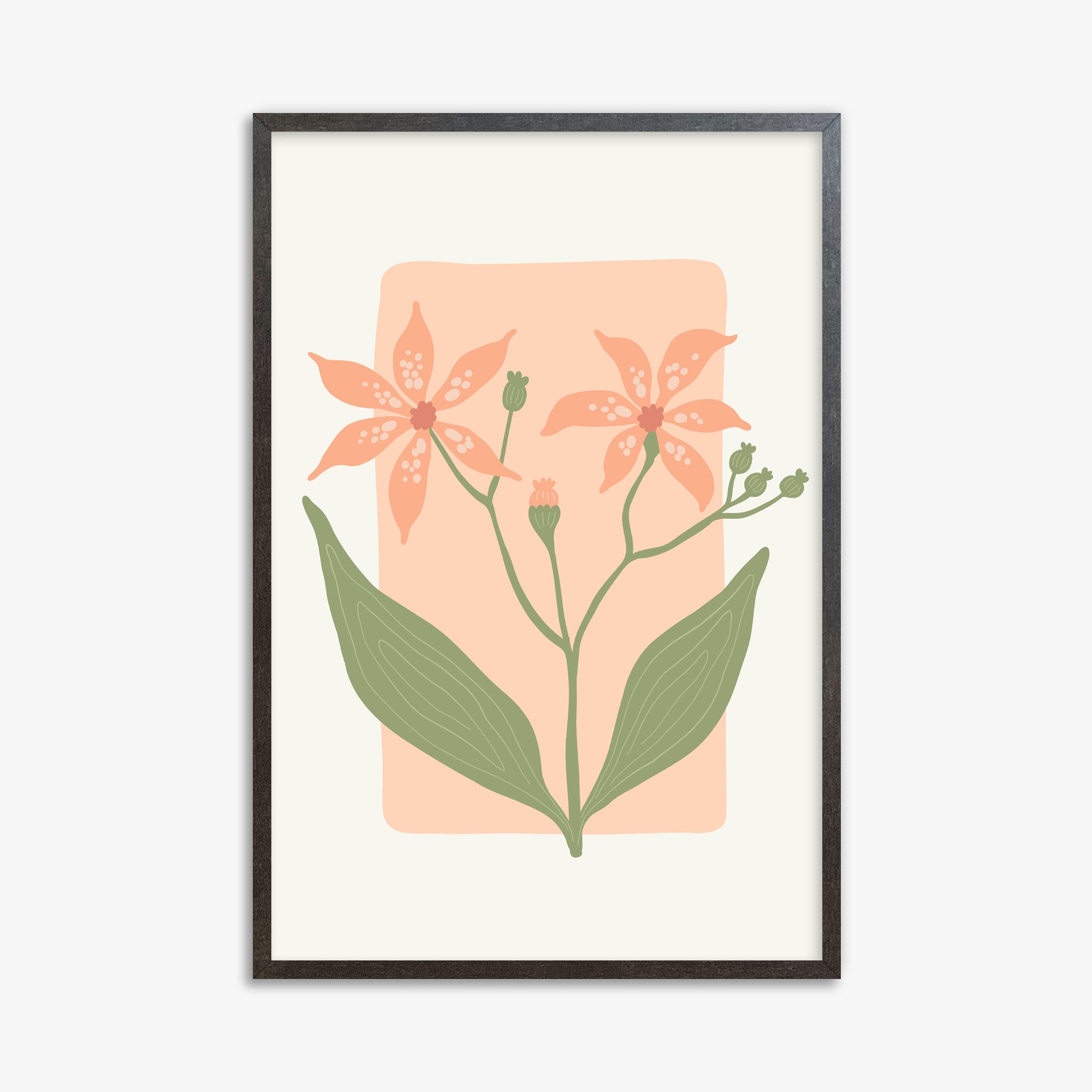Peach Lily Blooms, 61x91cm Framed Poster With Espresso Frame