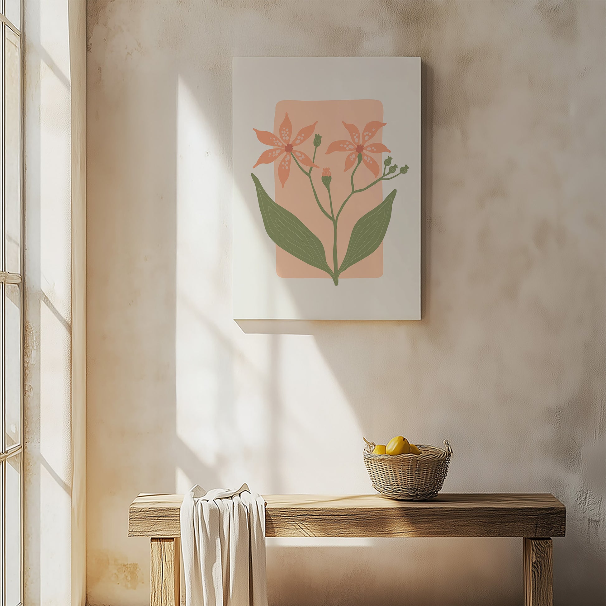 Design Concept No. 54 for Peach Lily Blooms Modern Satin Canvas Poster Art