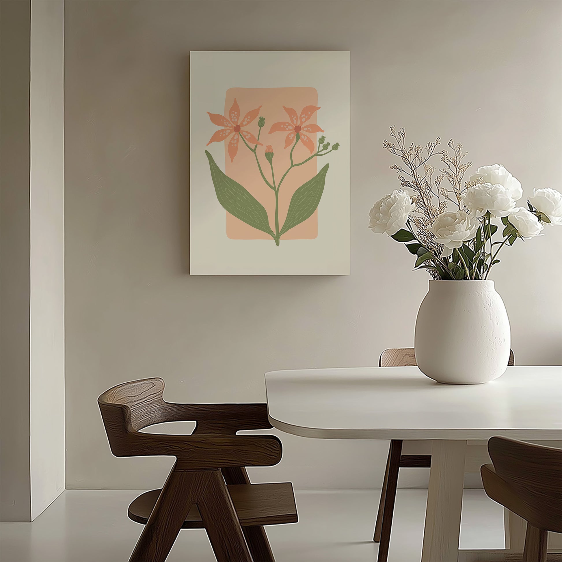 Design Concept No. 58 for Peach Lily Blooms Modern Satin Canvas Poster Art
