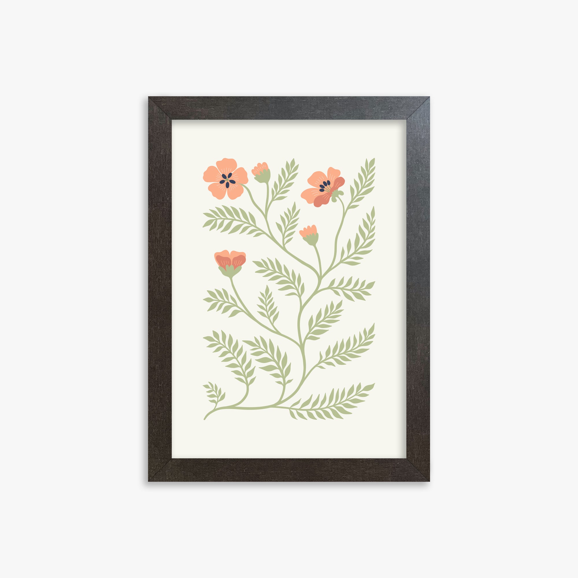 Verdant Sprig, 21x30cm Framed Poster With Espresso Frame