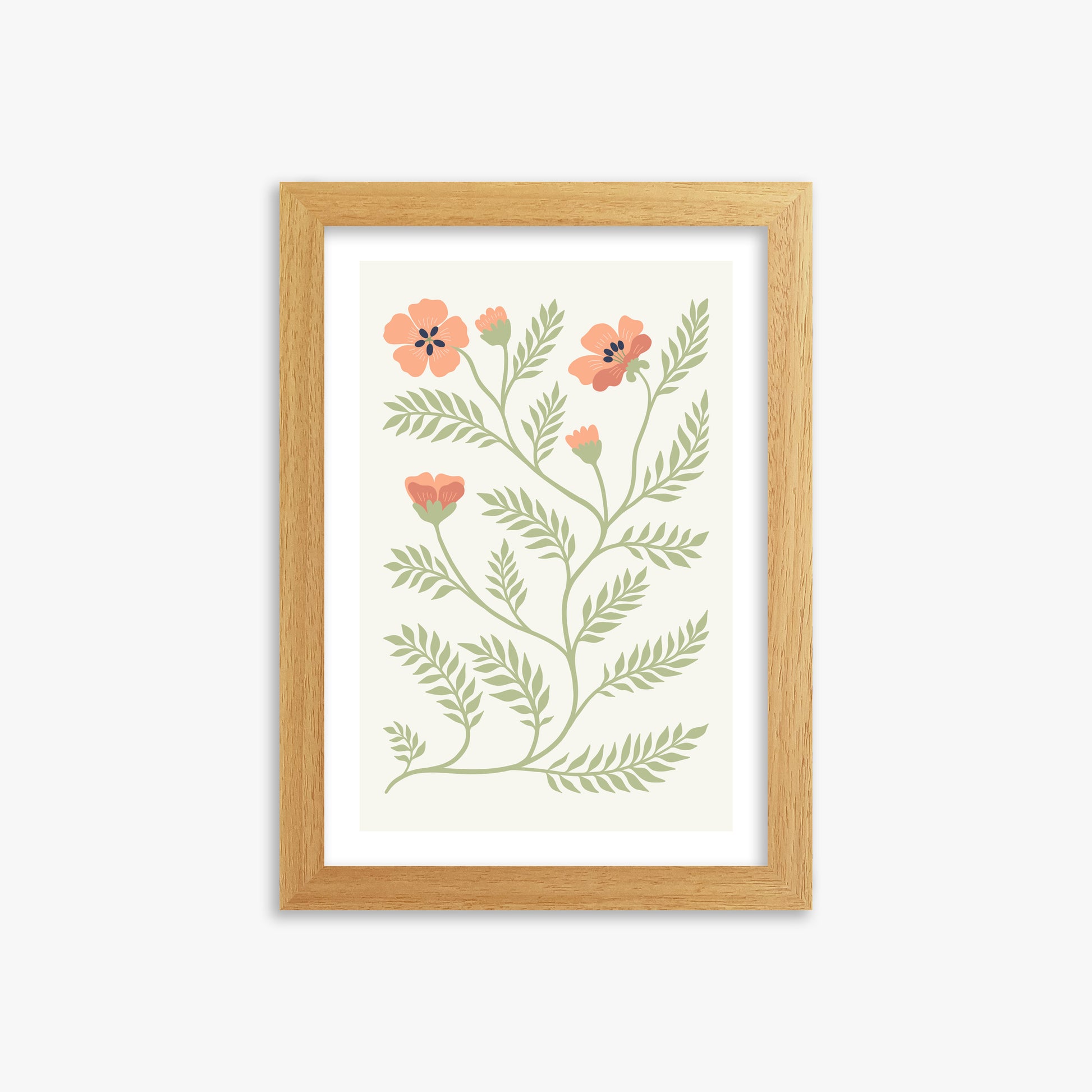 Verdant Sprig, 21x30cm Framed Poster With Oak Frame