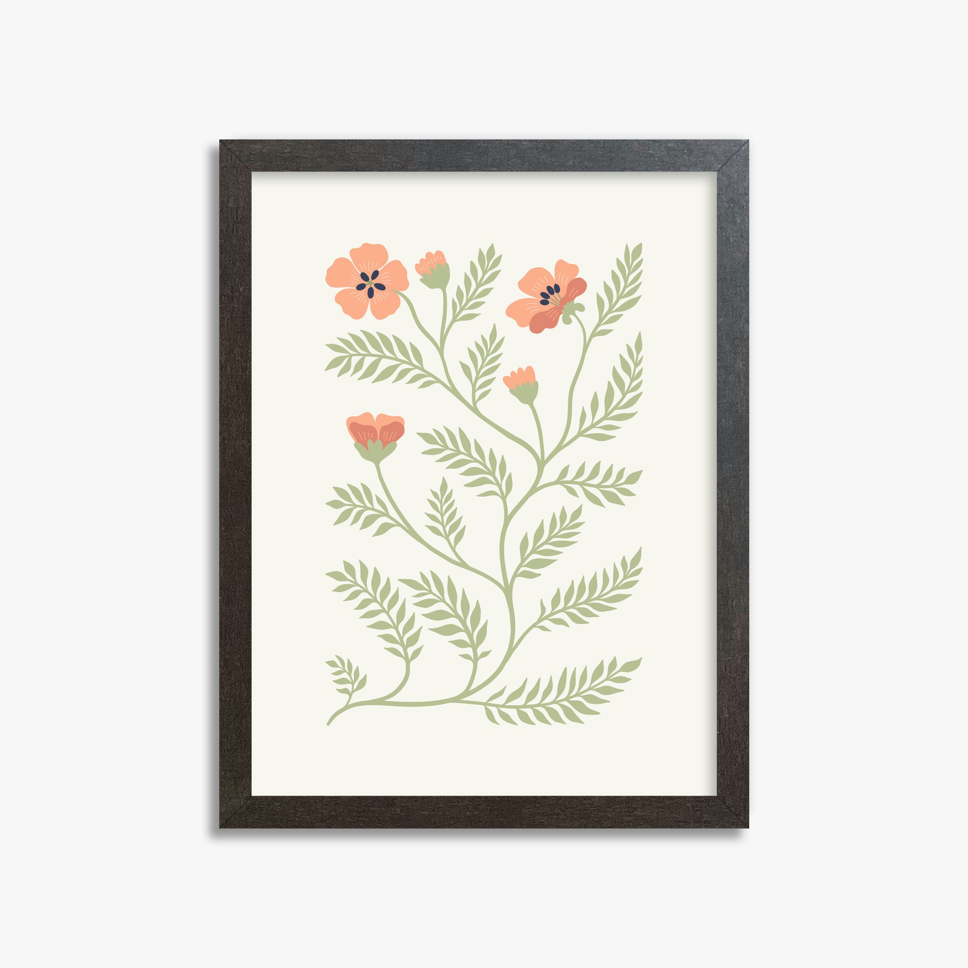 Verdant Sprig, 30x40cm Framed Poster With Espresso Frame