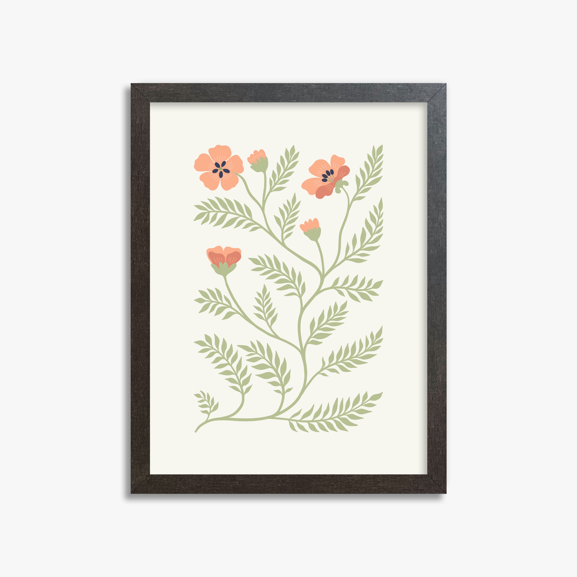 Verdant Sprig, 30x40cm Framed Poster With Espresso Frame