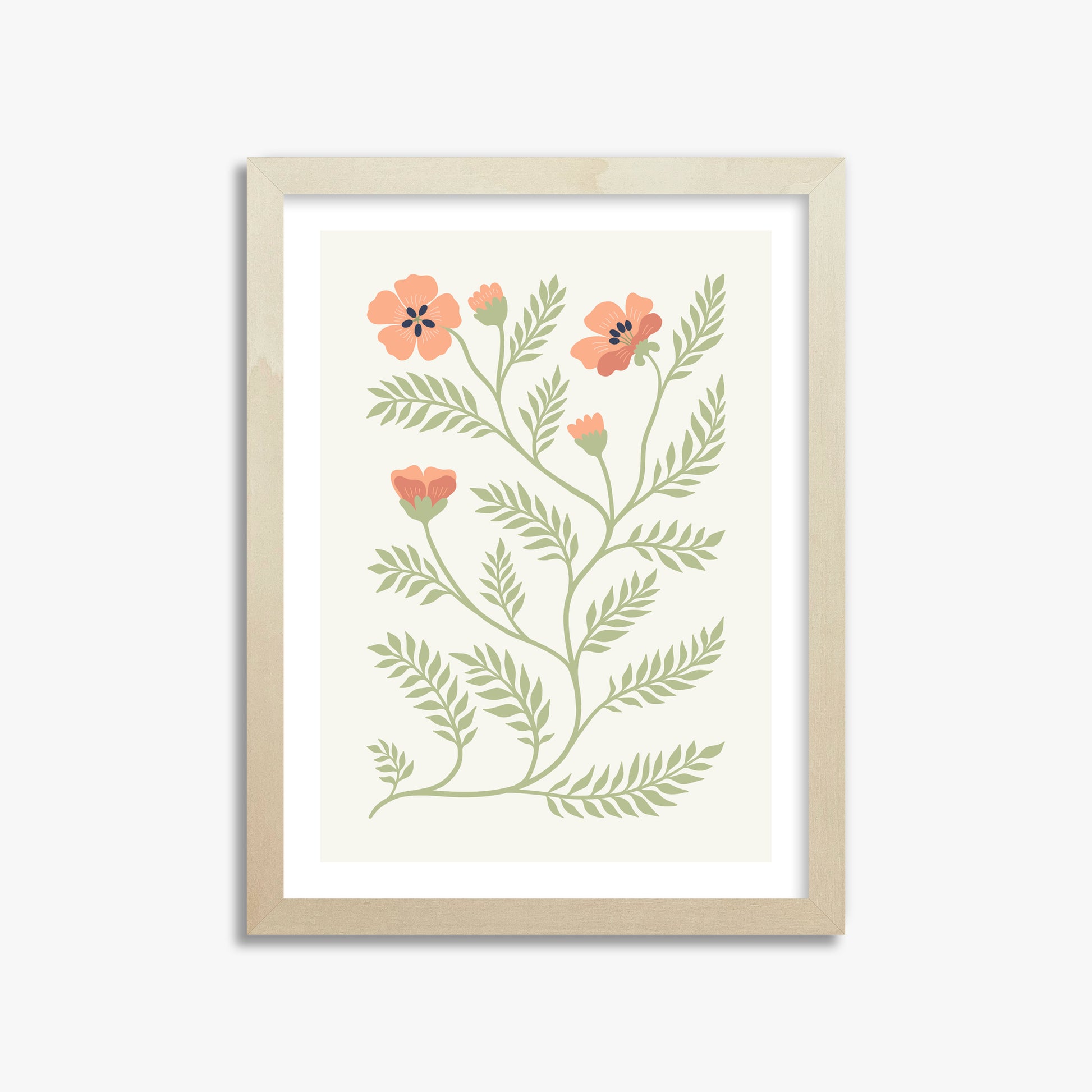 Verdant Sprig, 30x40cm Framed Poster With Lime Wood Frame
