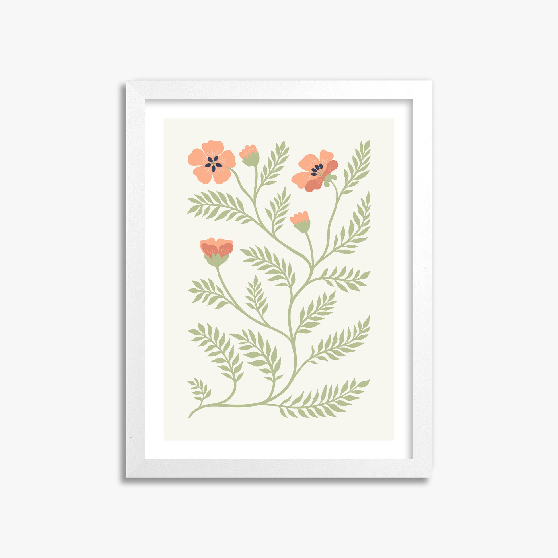 Verdant Sprig, 30x40cm Framed Poster With White Frame
