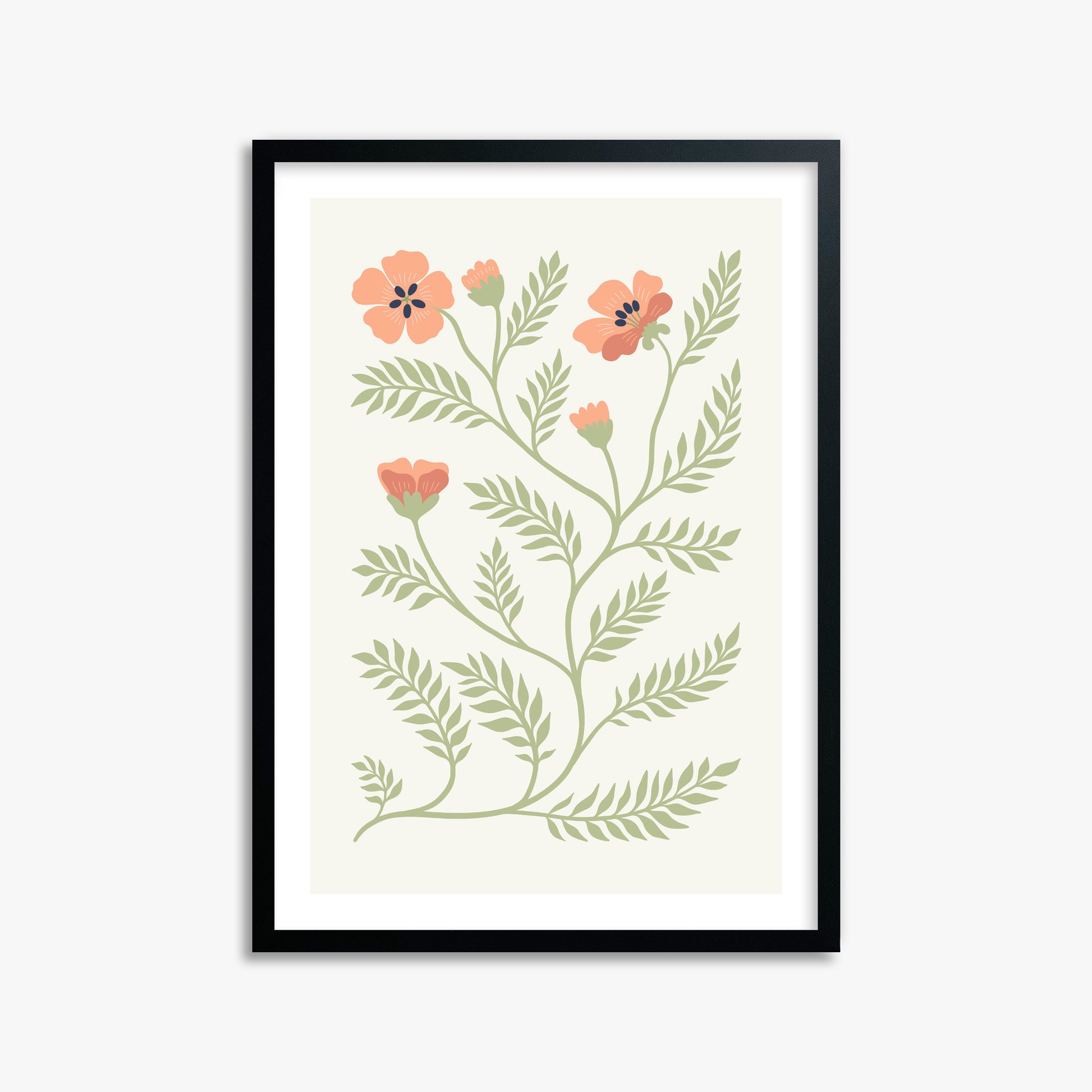 Verdant Sprig, 50x70cm Framed Poster With Black Frame