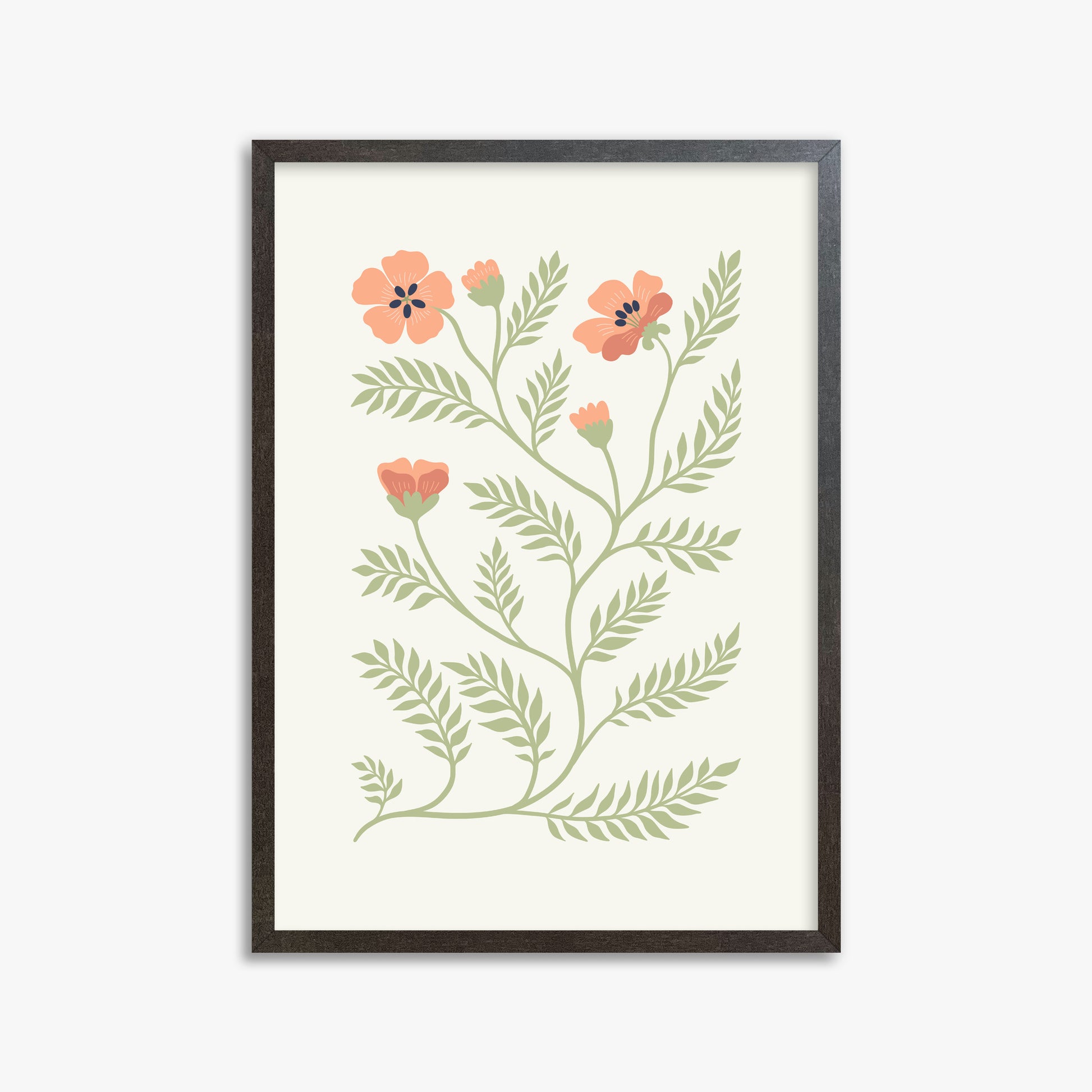 Verdant Sprig, 50x70cm Framed Poster With Espresso Frame