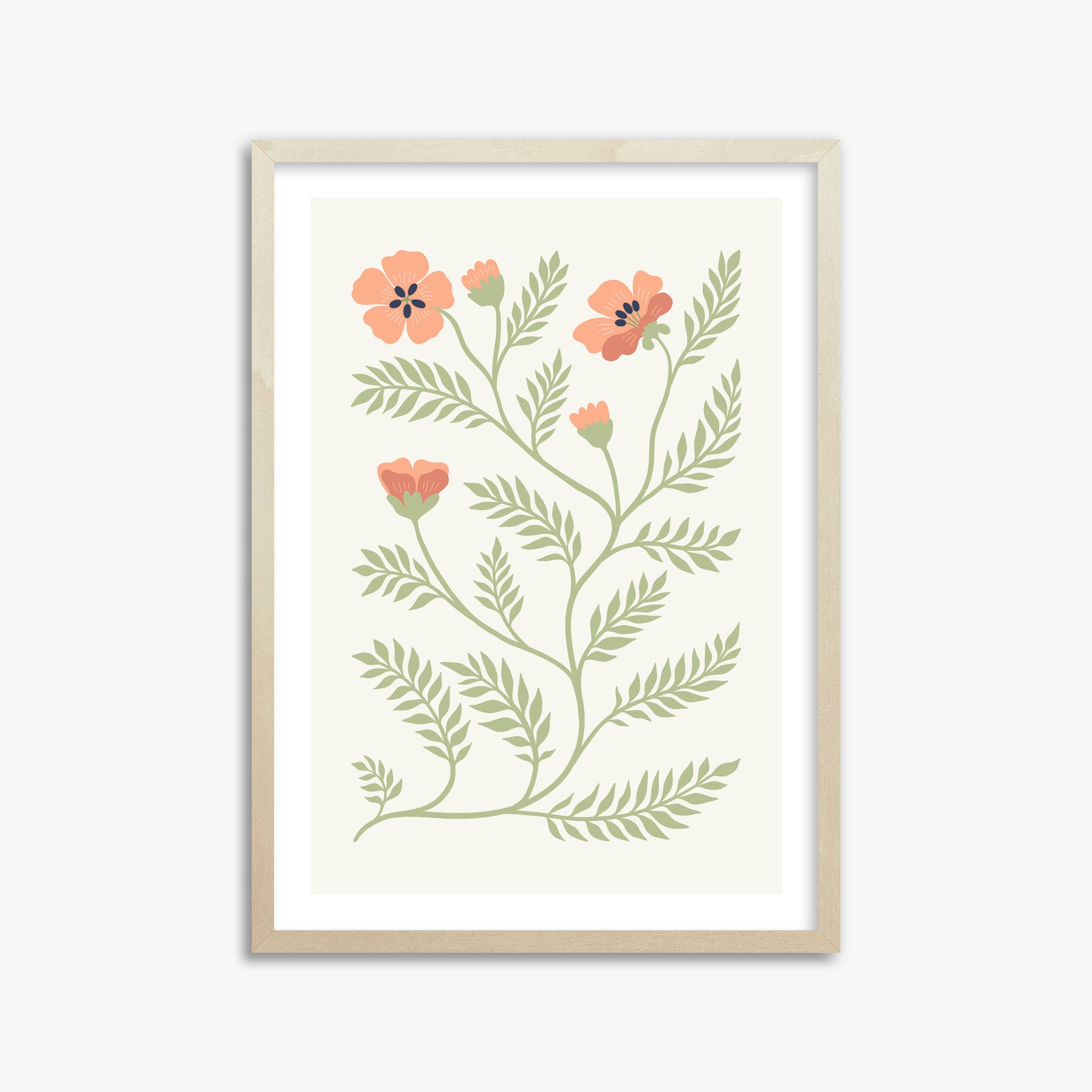 Verdant Sprig, 50x70cm Framed Poster With Lime Wood Frame