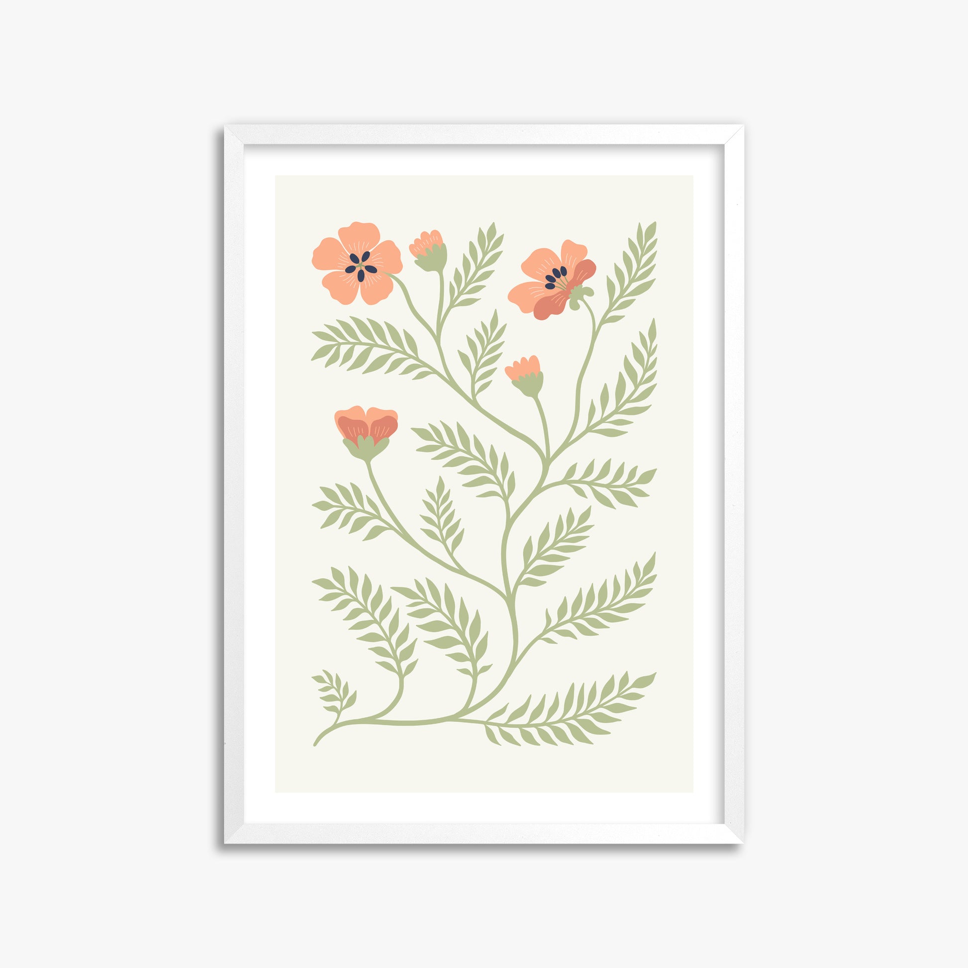 Verdant Sprig, 50x70cm Framed Poster With White Frame