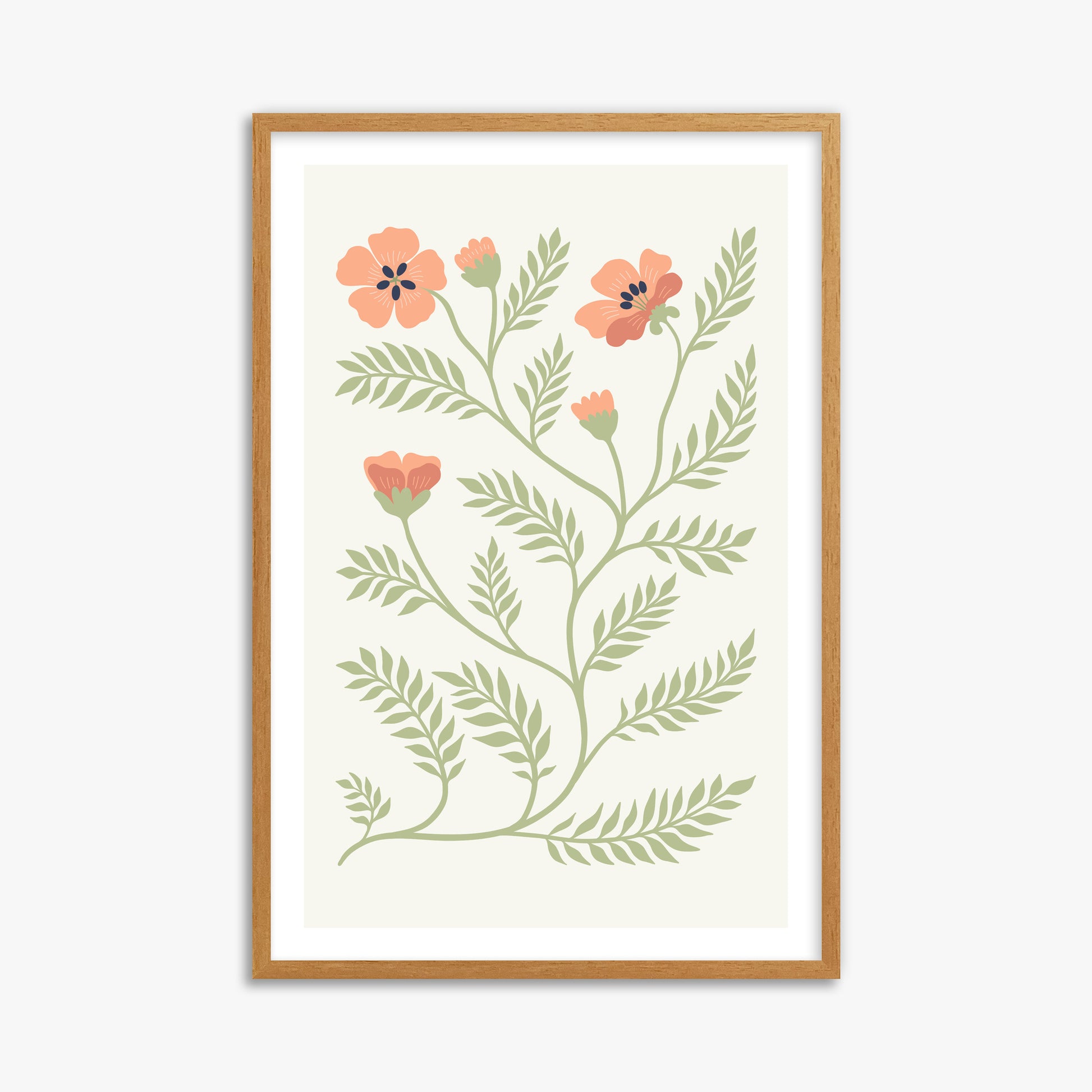 Verdant Sprig, 61x91cm Framed Poster With Oak Frame