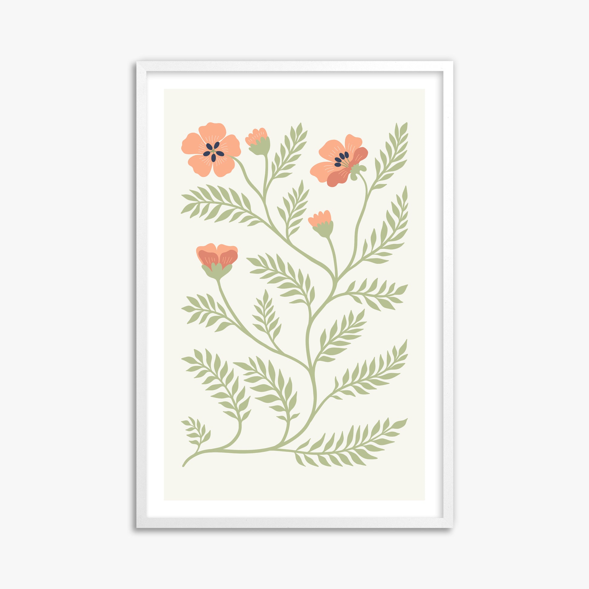 Verdant Sprig, 61x91cm Framed Poster With White Frame