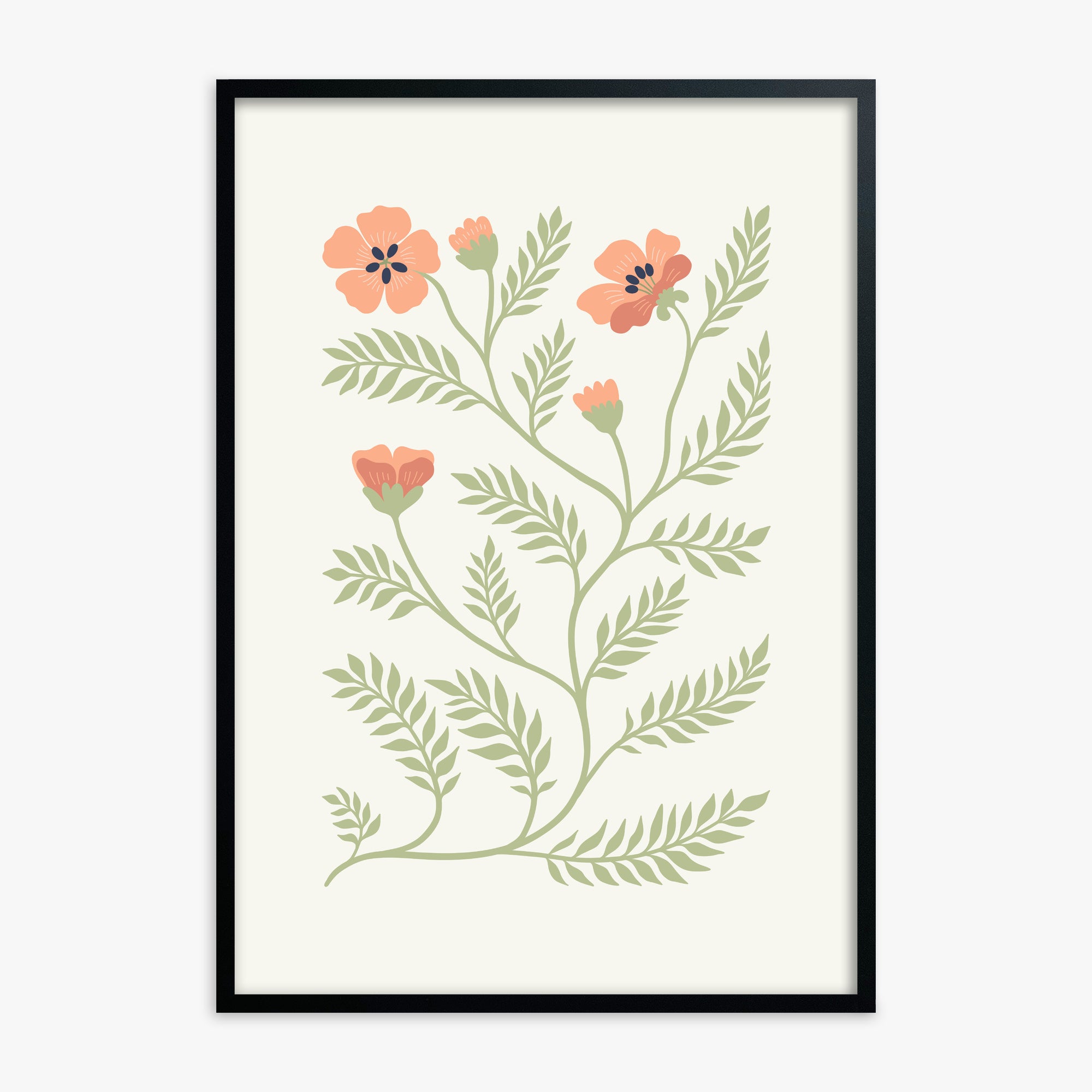 Verdant Sprig, Black Framed Poster With Black Frame
