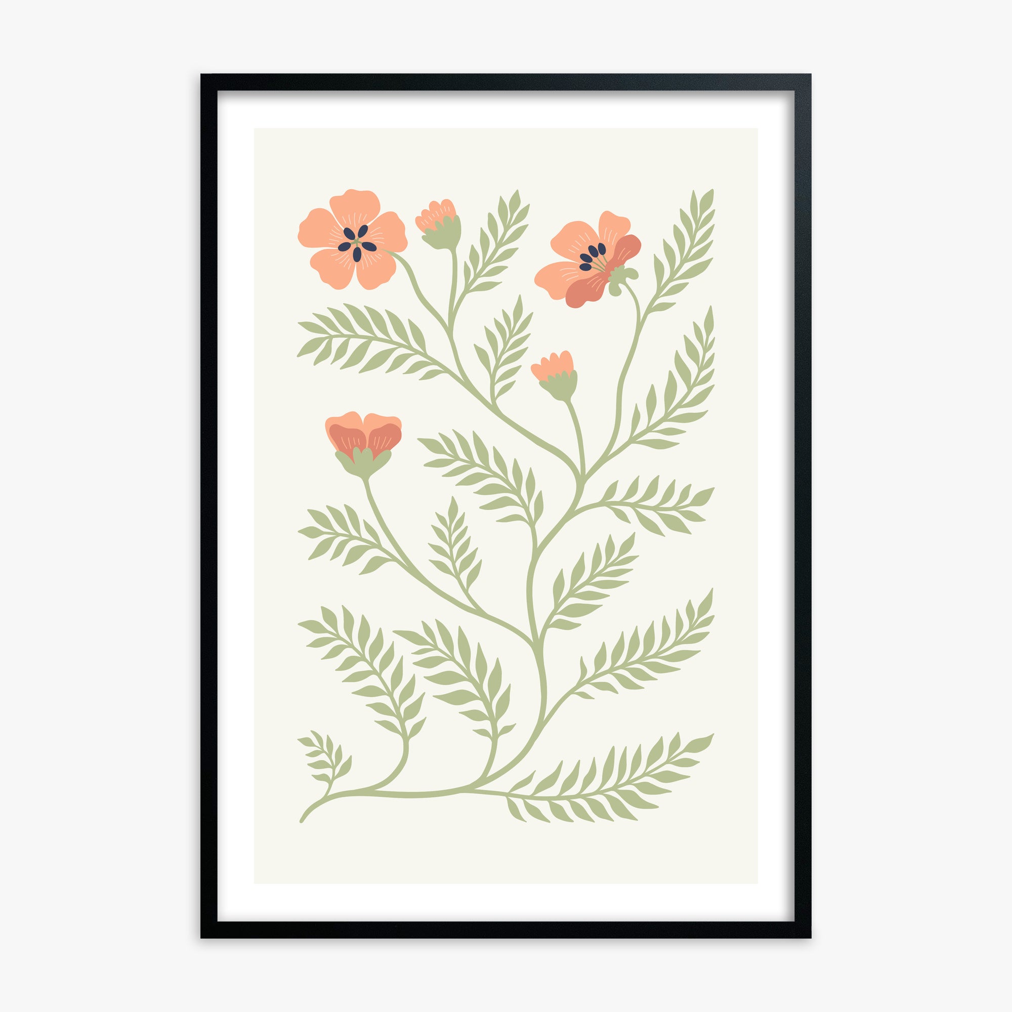 Verdant Sprig, 70x100cm Framed Poster With Black Frame
