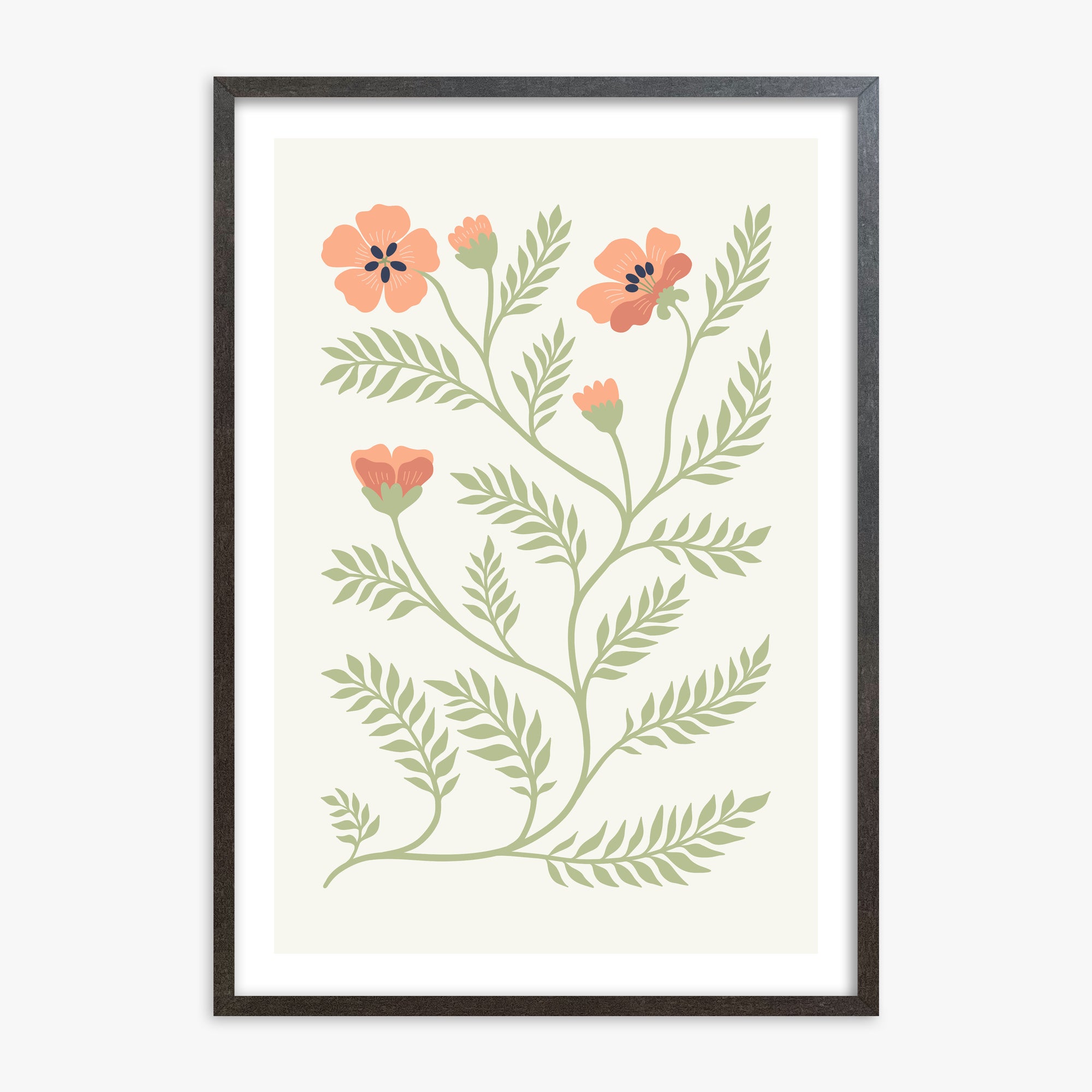 Verdant Sprig, 70x100cm Framed Poster With Espresso Frame
