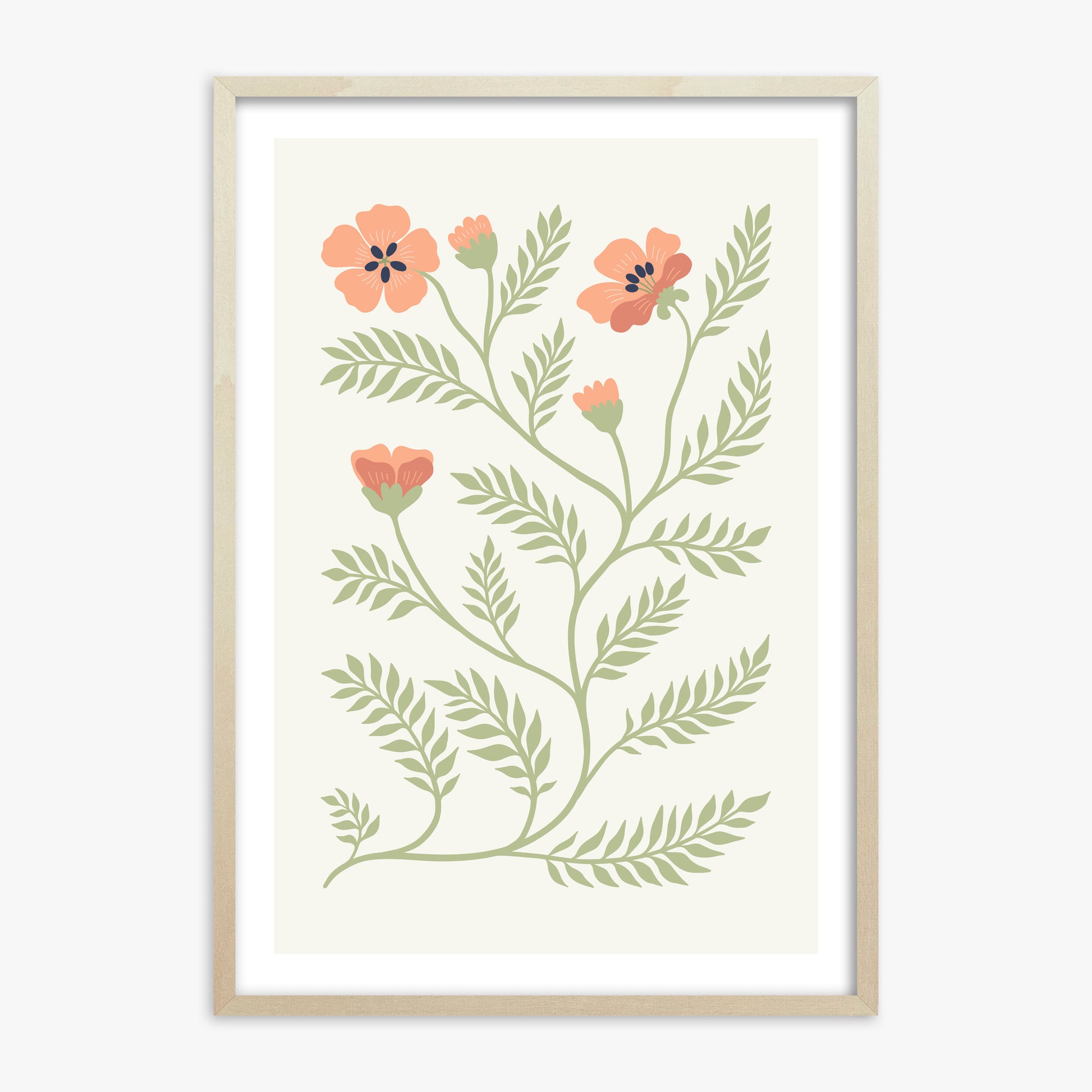 Verdant Sprig, 70x100cm Framed Poster With Lime Wood Frame