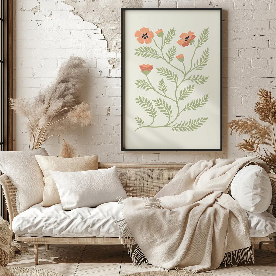 Verdant Sprig, 50x70cm Framed Poster With Black Frame