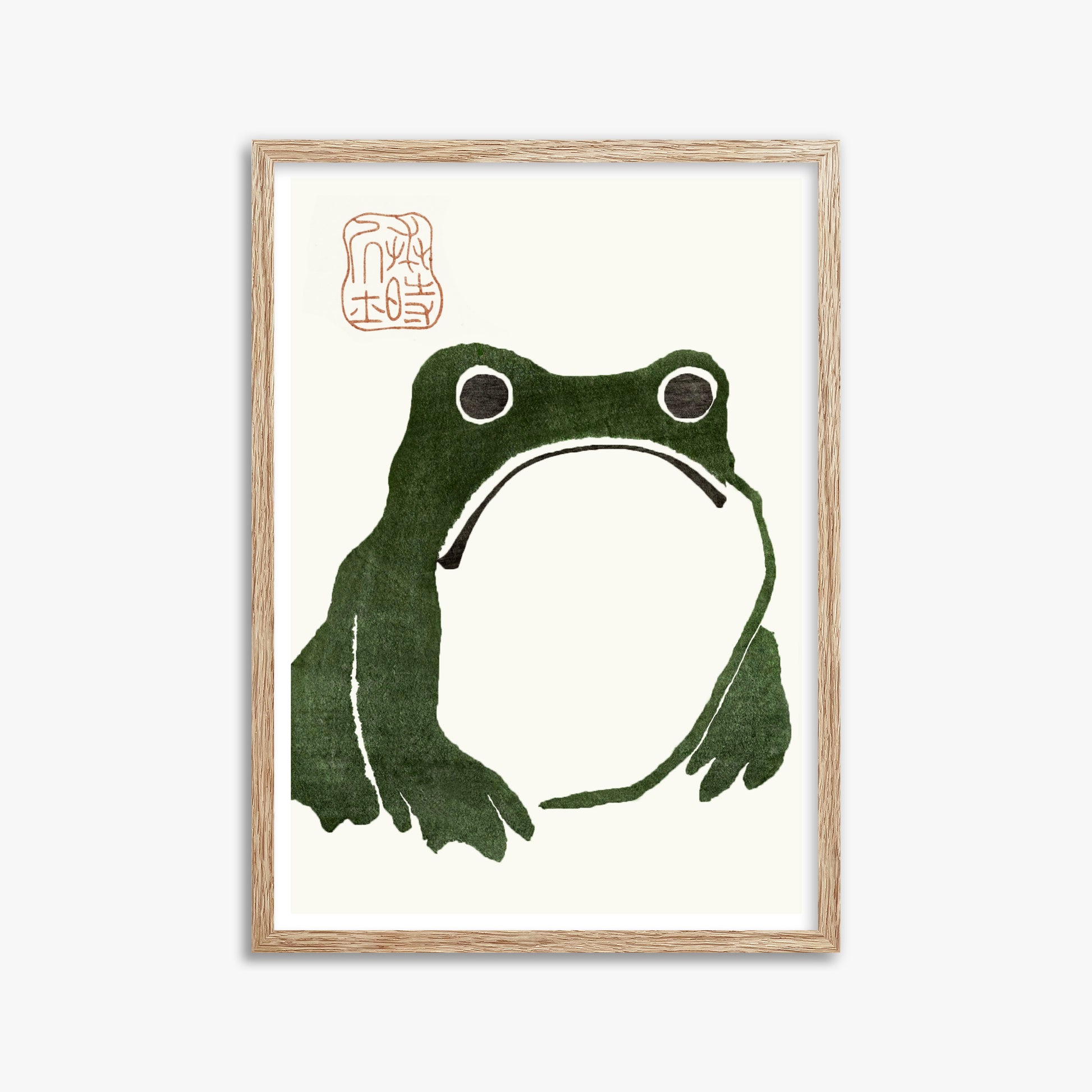 Matsumoto Hoji: The Toad, 50x70cm Framed Art Reproduction With Raw Oak Frame