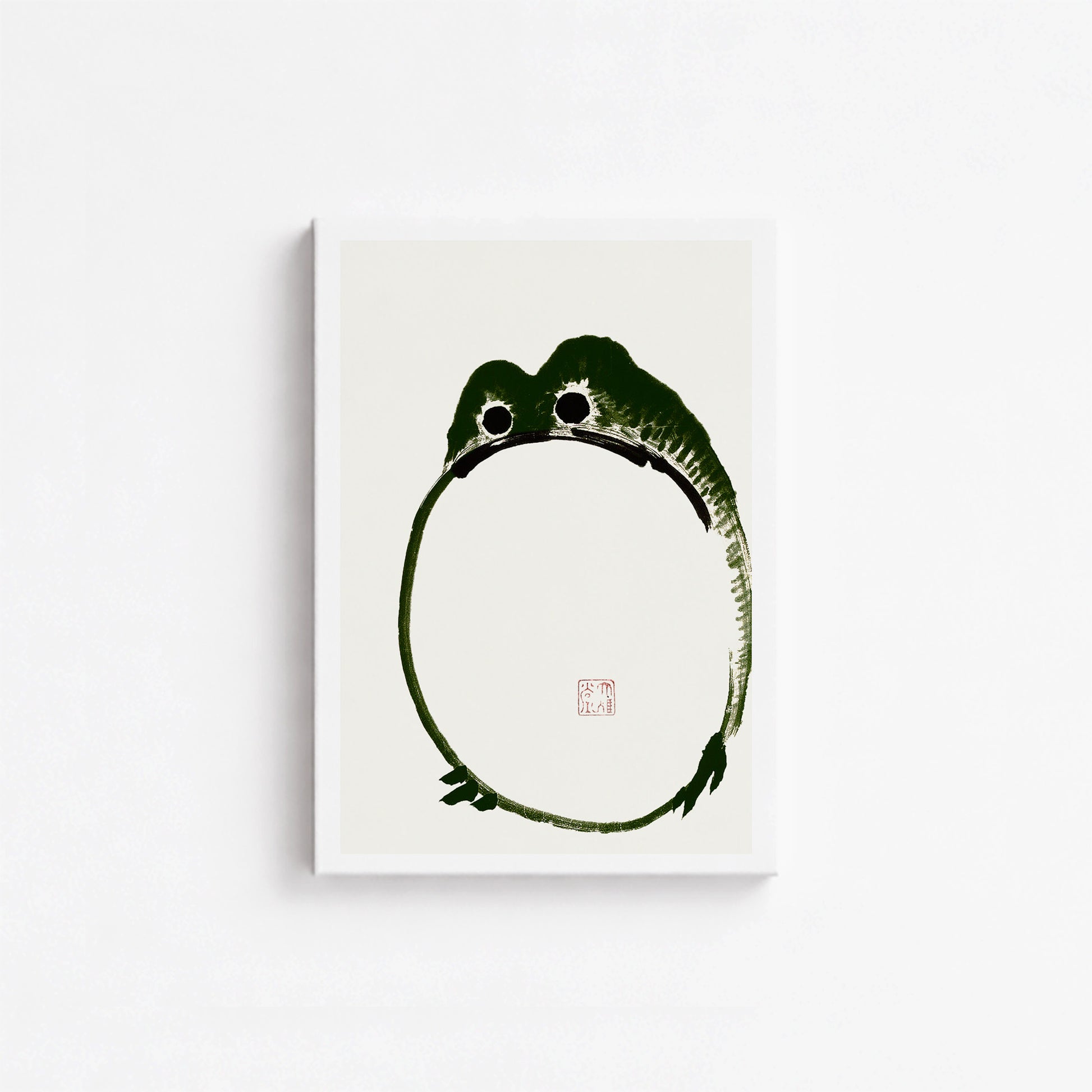 Ike no Taiga: Round Frog, 21x30cm Satin Canvas Art Reproduction