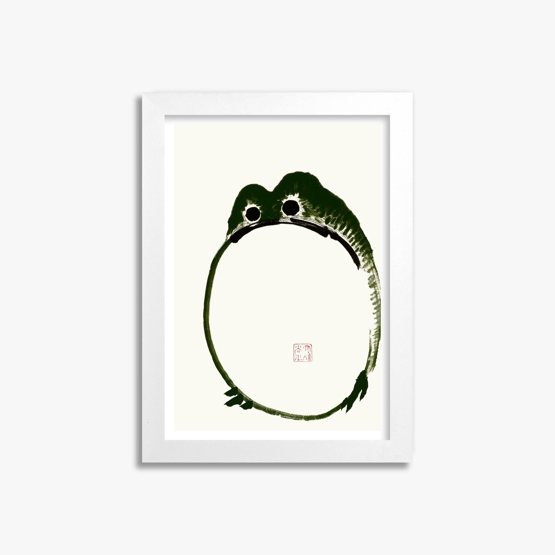 Ike no Taiga: Round Frog 21x30 cm Art Reproduction With White Frame