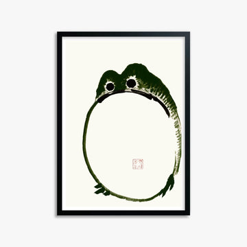 Ike no Taiga: Round Frog 50x70 cm Art Reproduction With Black Frame