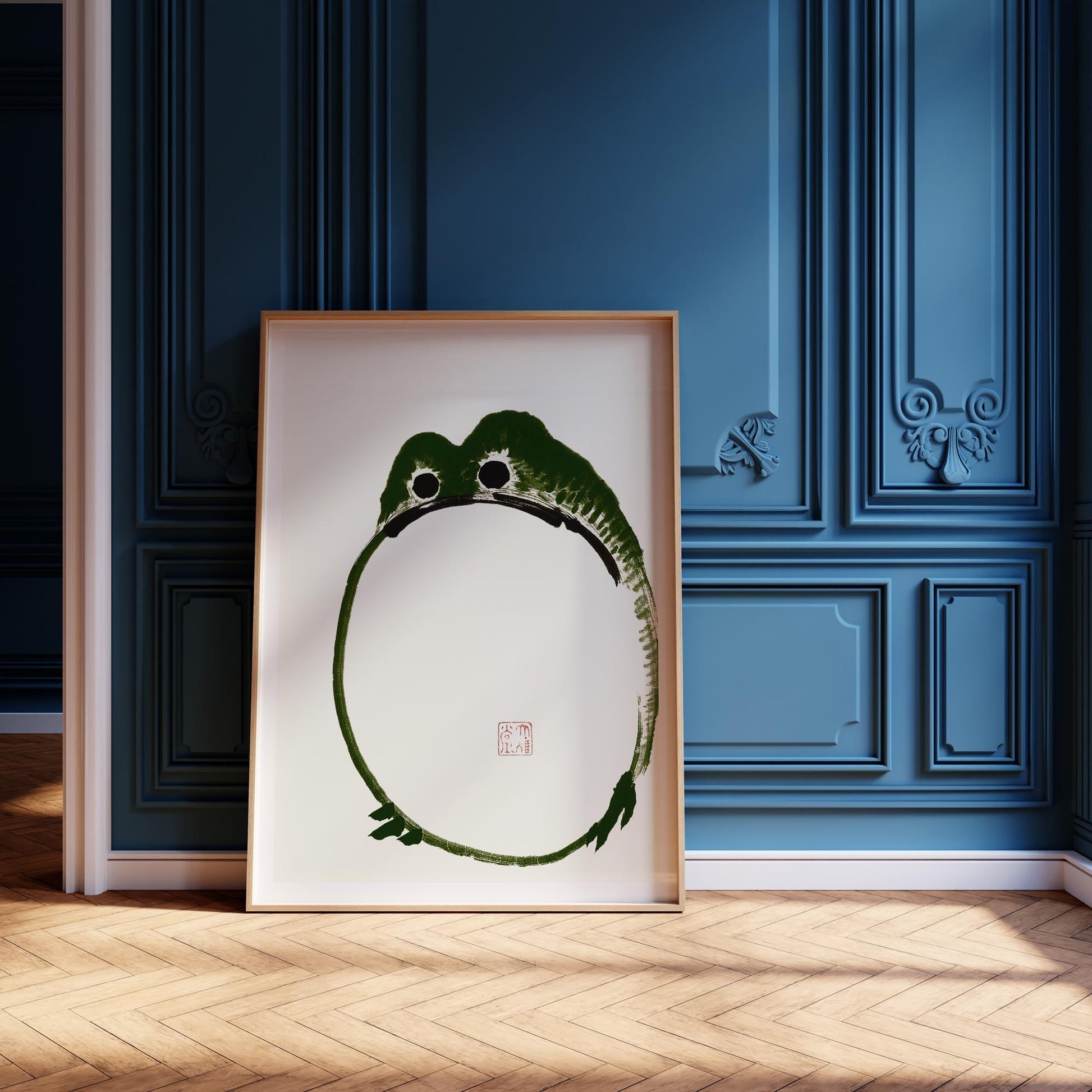 Design concept No. 12 for Ike no Taiga: Round Frog Japanese Wall Art