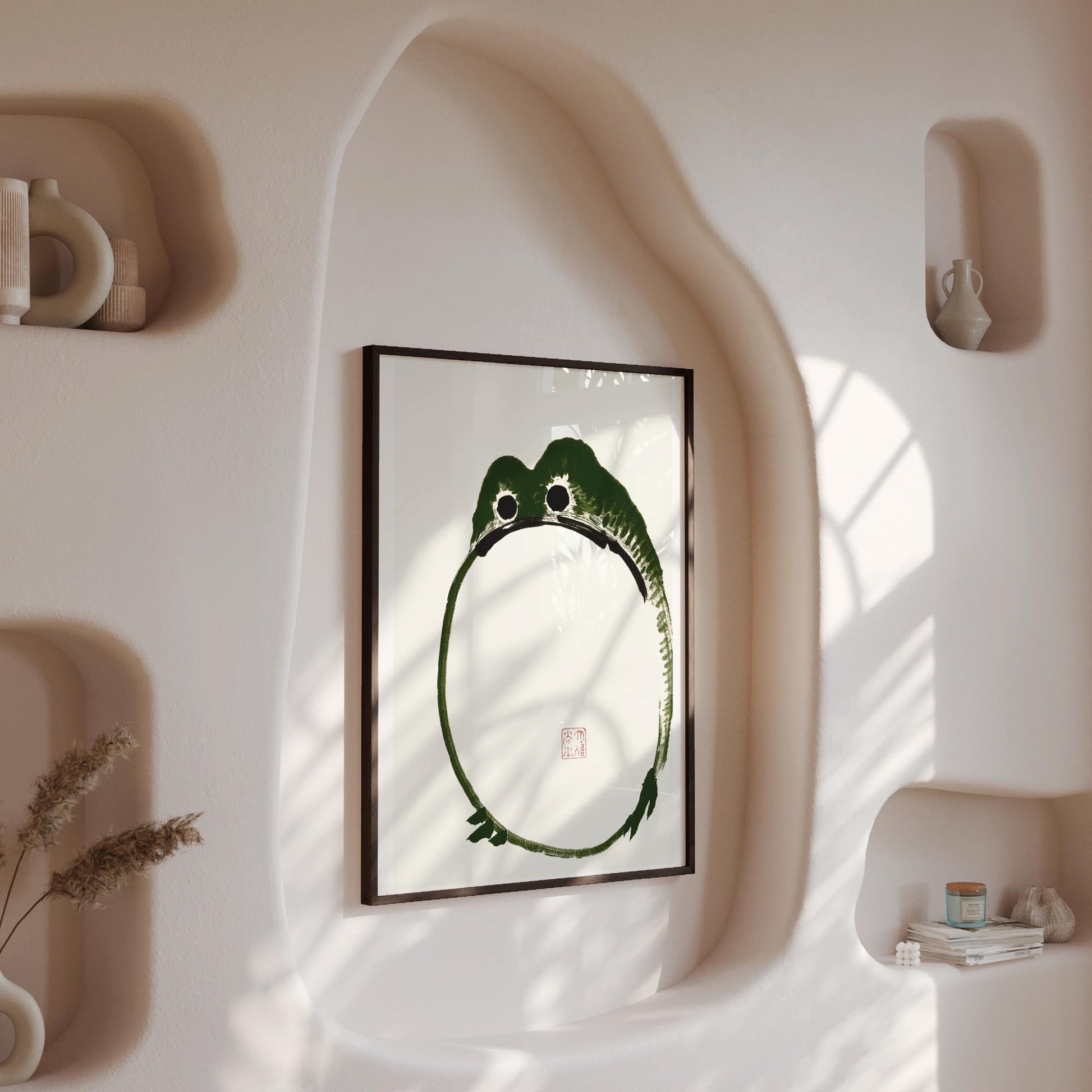 Design concept No. 13 for Ike no Taiga: Round Frog Japanese Wall Art