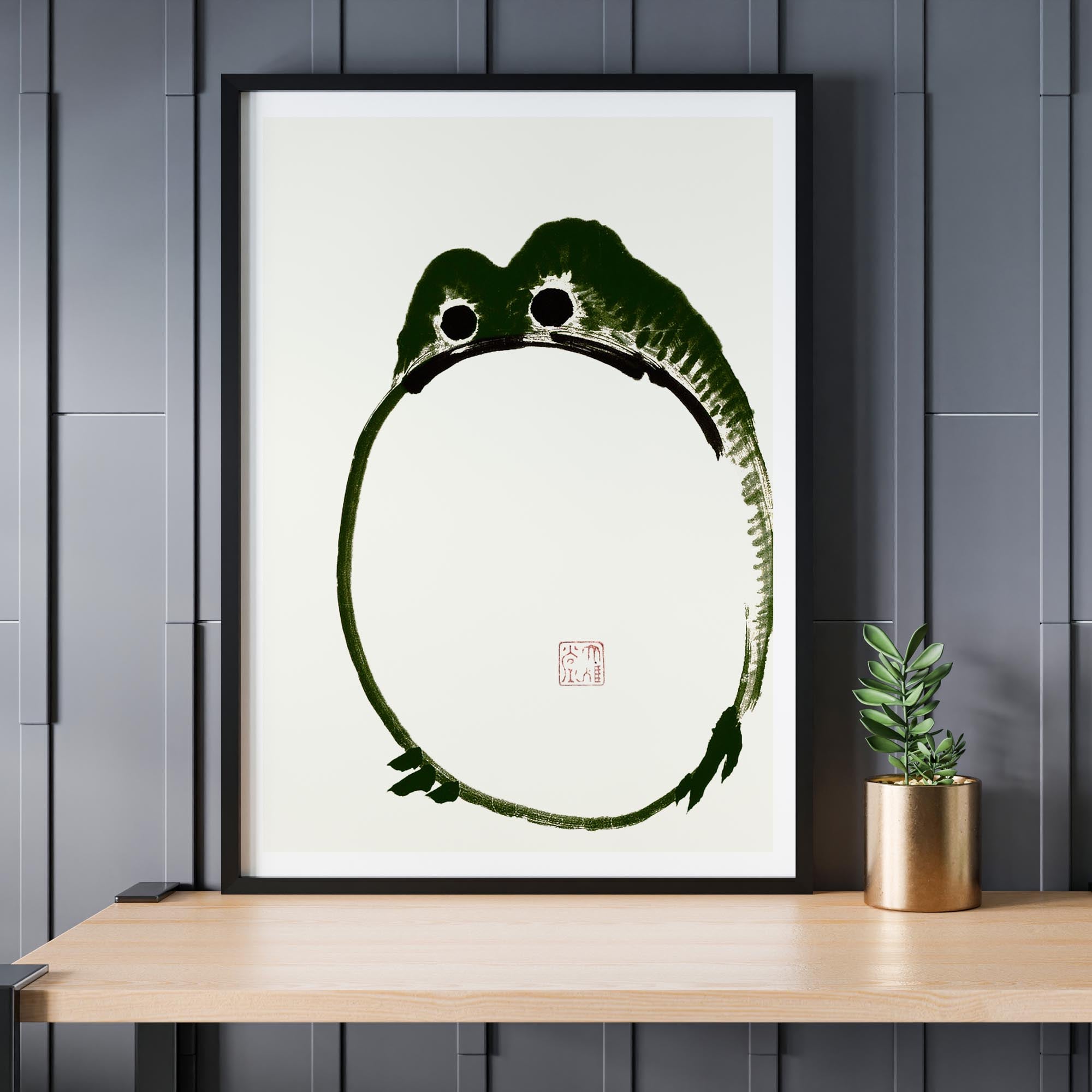 Design concept No. 24 for Ike no Taiga: Round Frog Japanese Wall Art