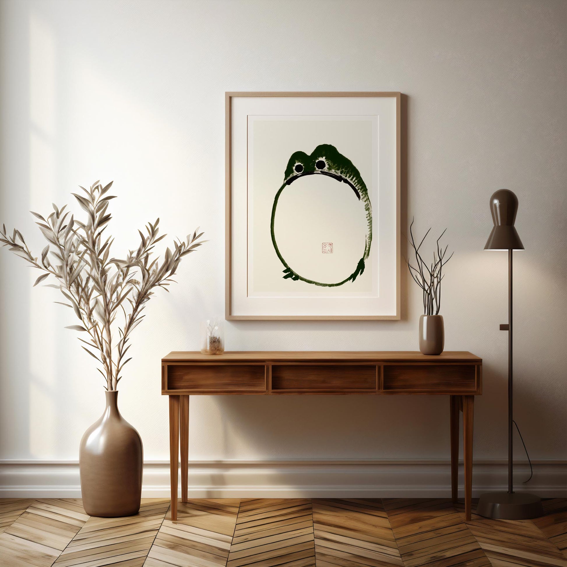 Design concept No. 37 for Ike no Taiga: Round Frog Japanese Wall Art
