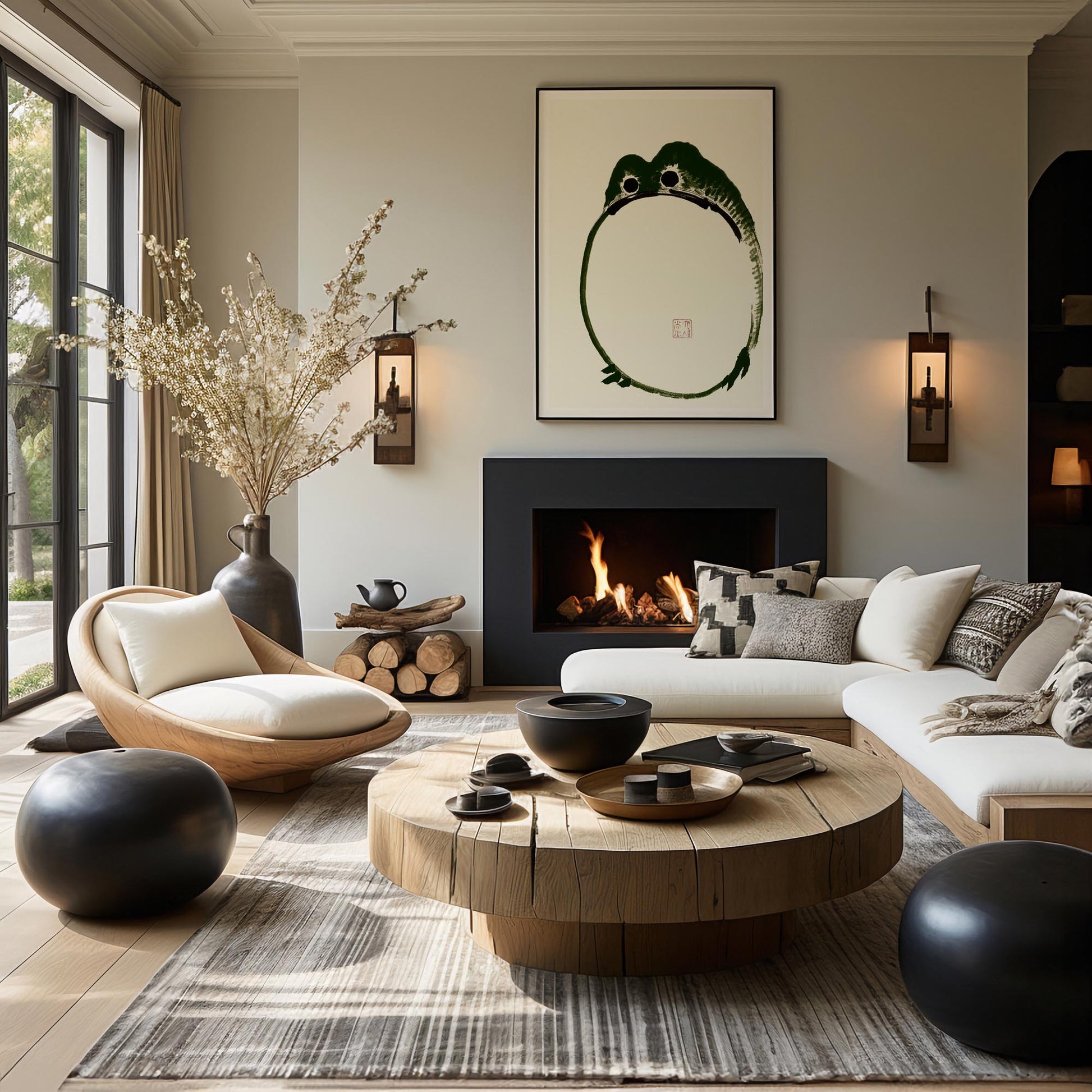 Design concept No. 39 for Ike no Taiga: Round Frog Japanese Wall Art