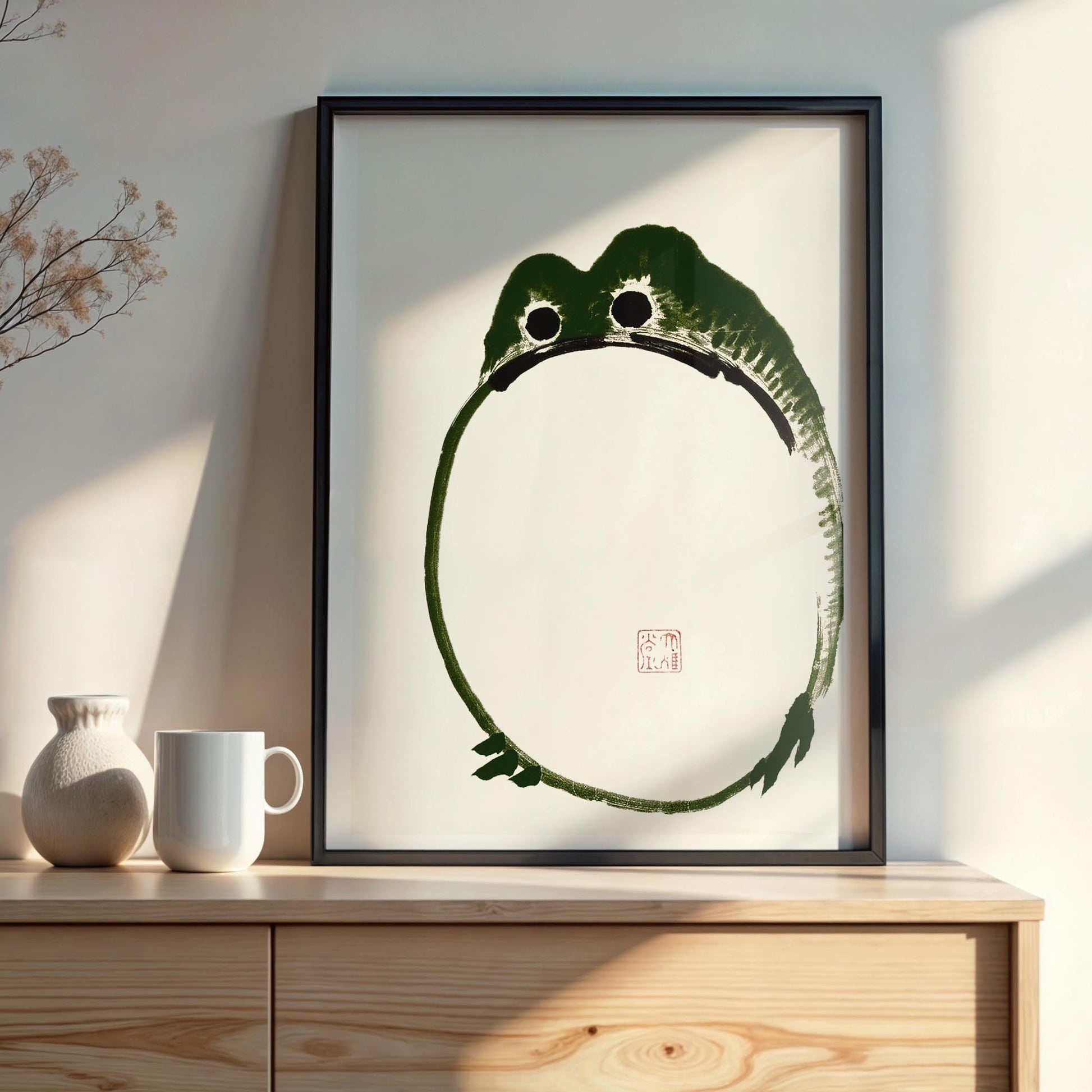Design concept No. 22 for Ike no Taiga: Round Frog Japanese Wall Art