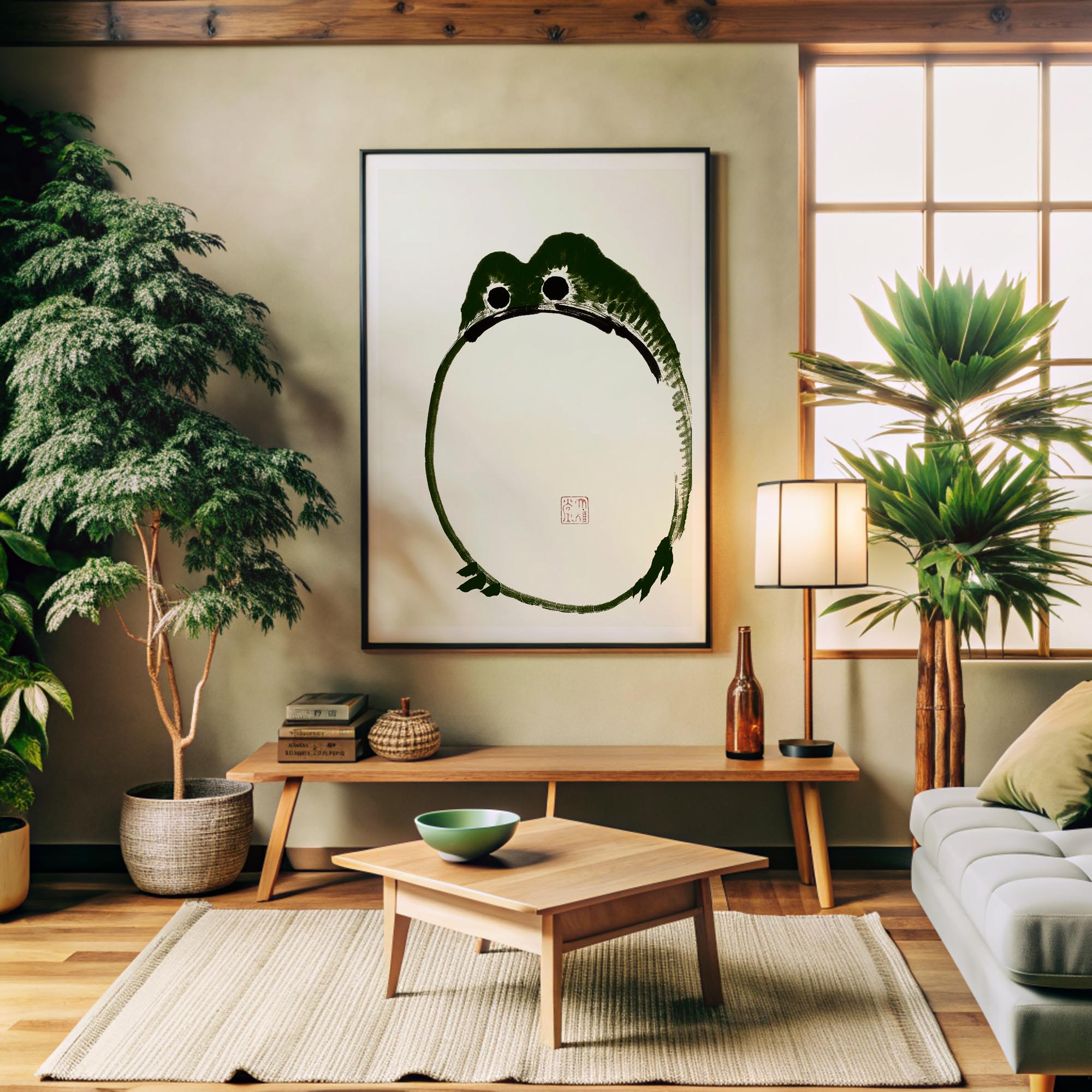 Ike no Taiga: Round Frog, Japanese Wall Art Framed Prints|Japandi.Art