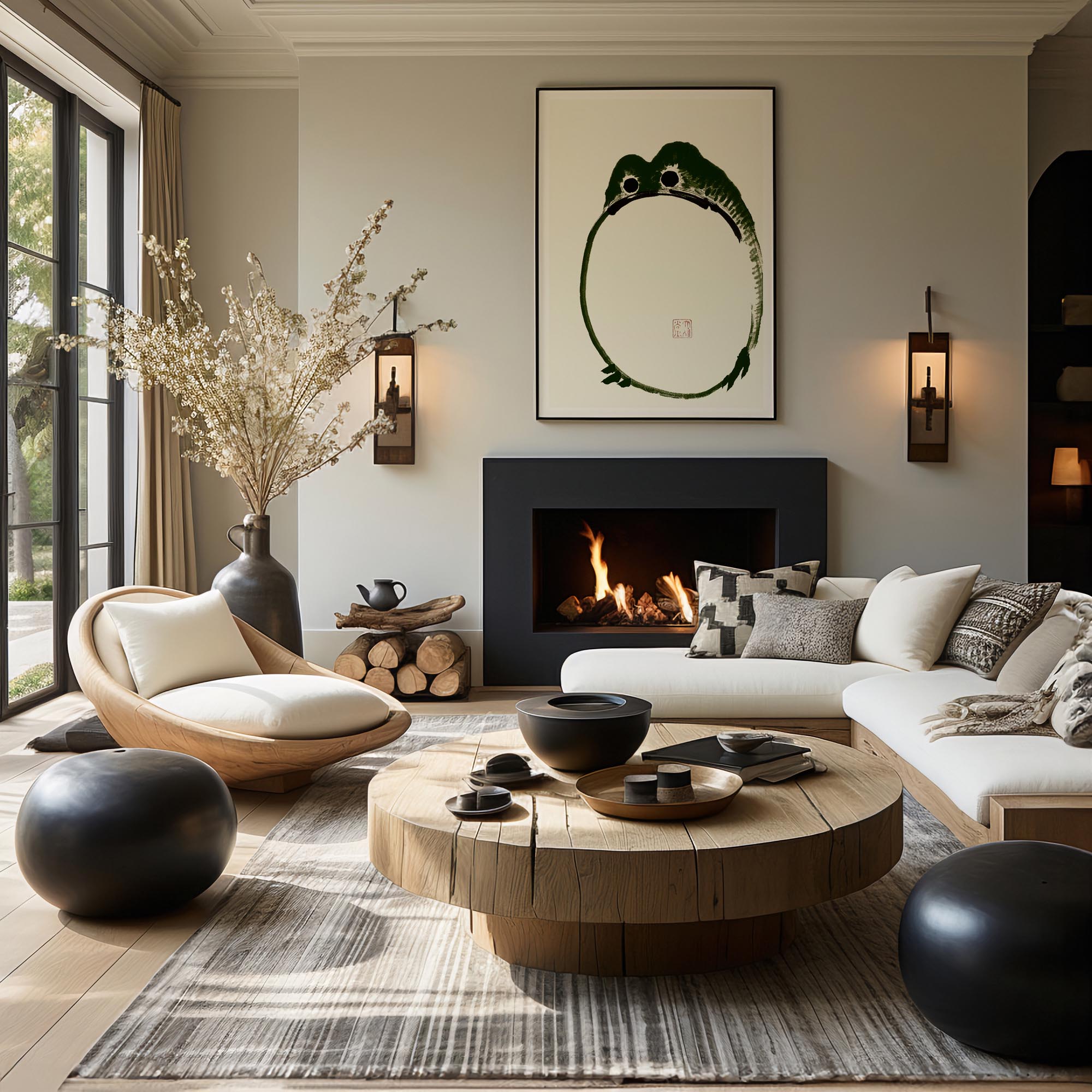 Design concept No. 39 for Ike no Taiga: Round Frog Japanese Wall Art