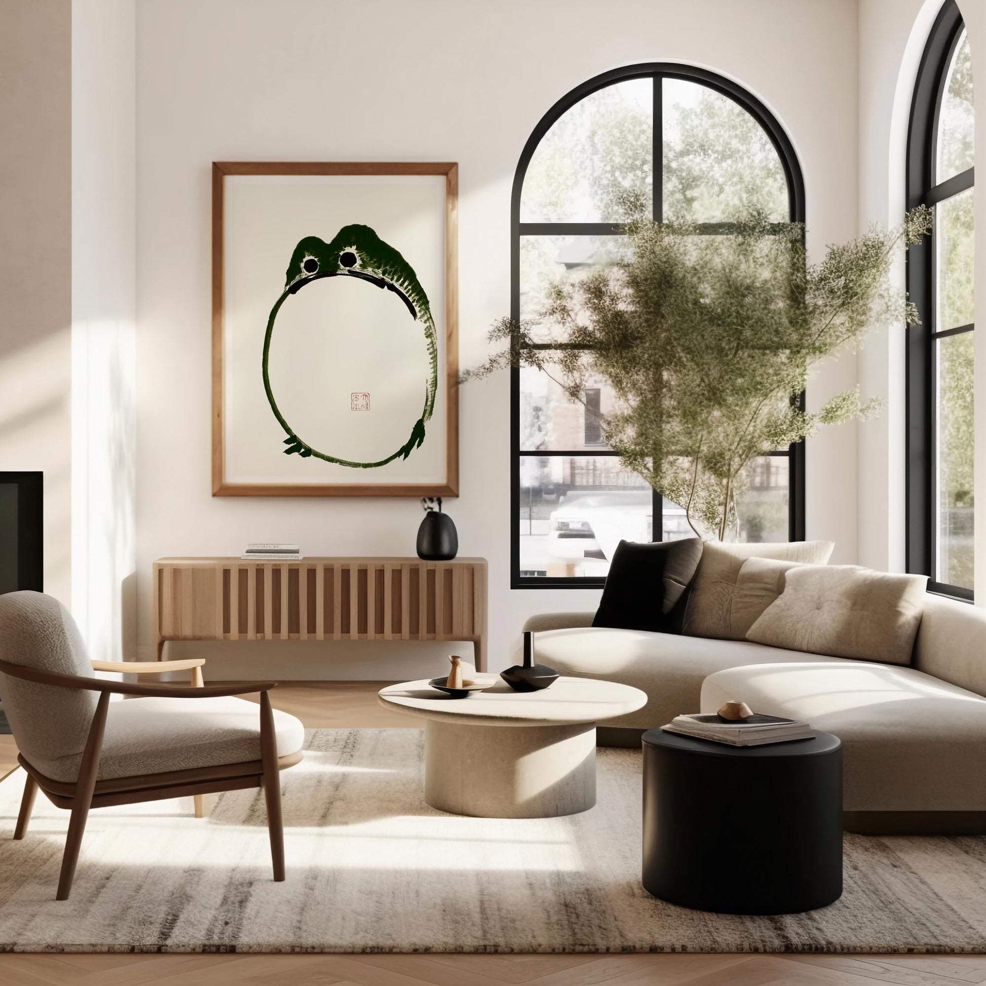 Design concept No. 40 for Ike no Taiga: Round Frog Japanese Wall Art