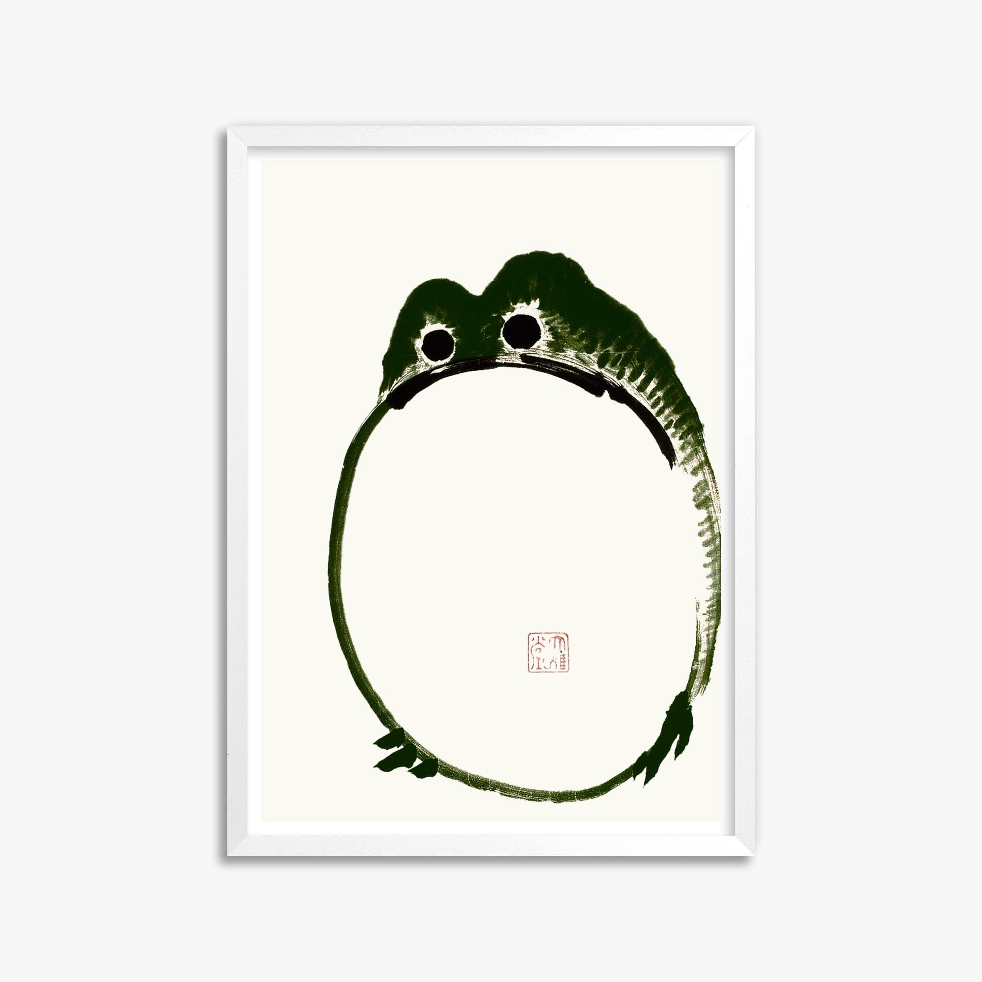 Ike no Taiga: Round Frog 50x70 cm Art Reproduction With White Frame
